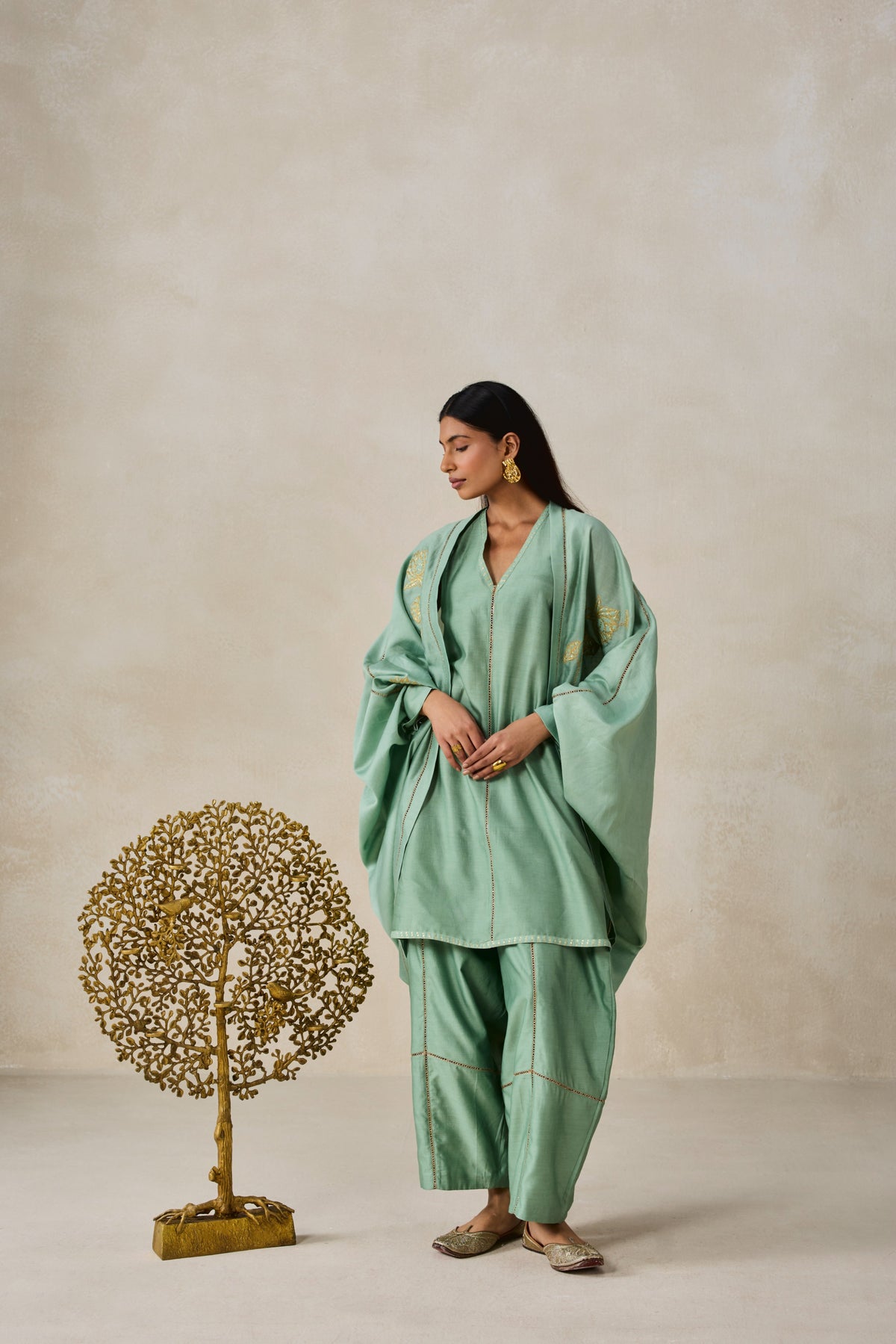 Chanderi Jacket Style Kurta With Salwar Set