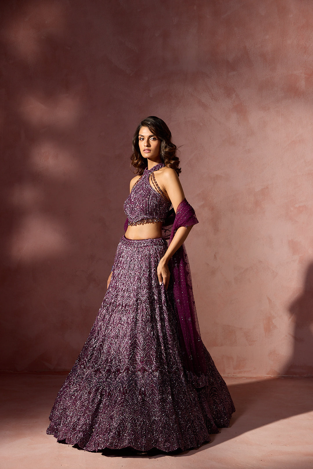 WINE NET LEHENGA SET