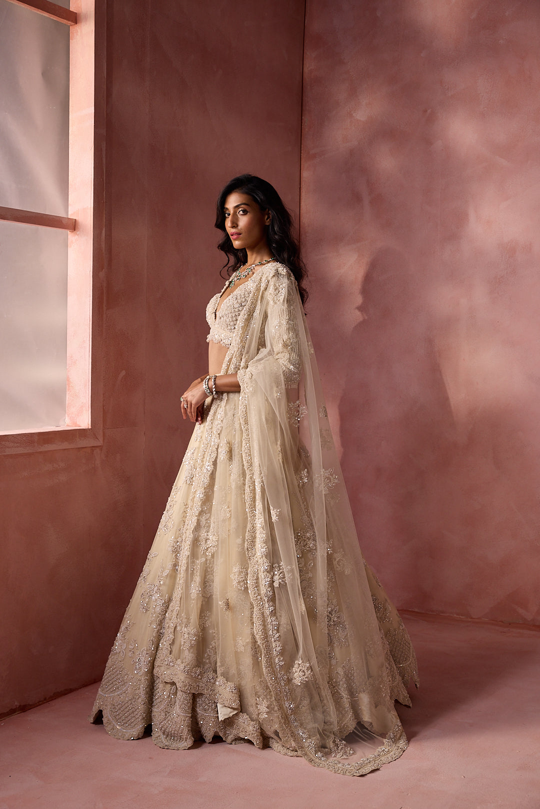 IVORY ORGANZA LEHENGA SET