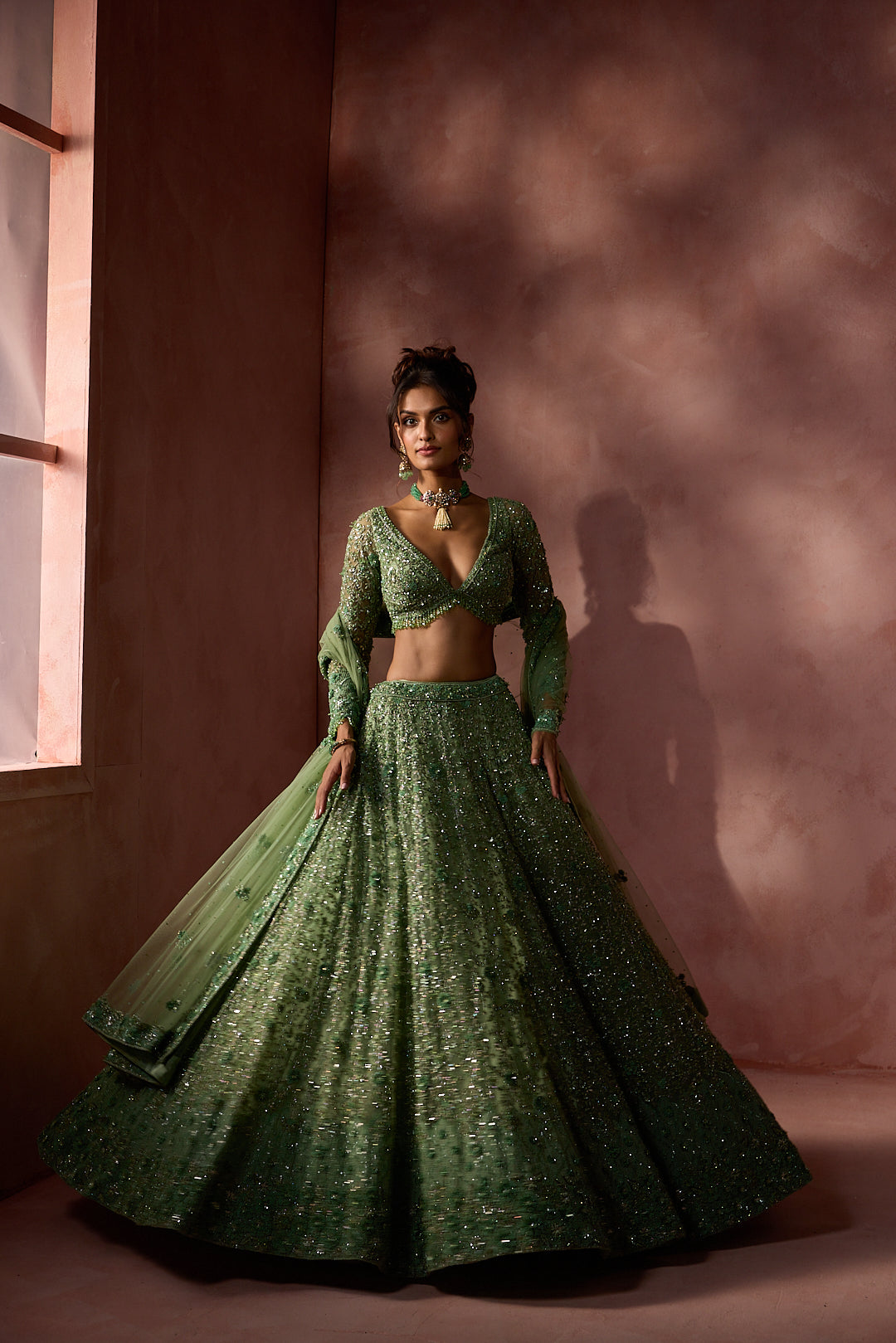 SAGE GREEN LEHENGA SET