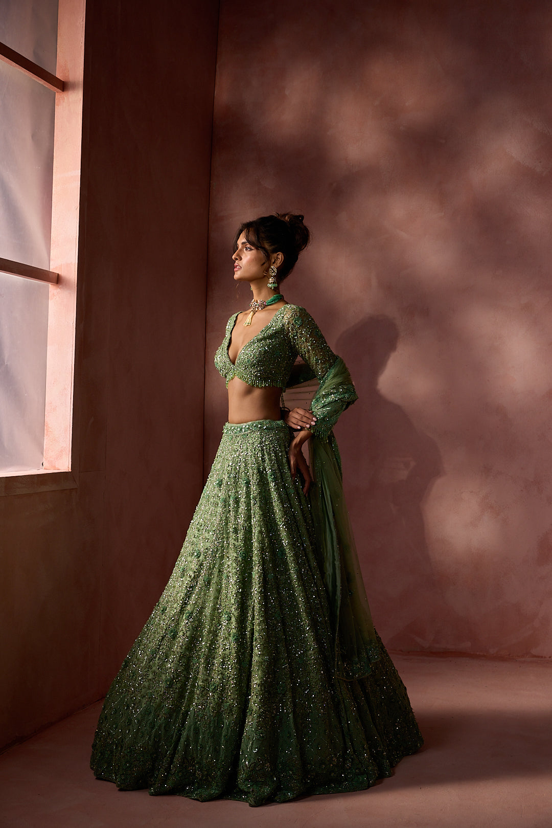 SAGE GREEN LEHENGA SET