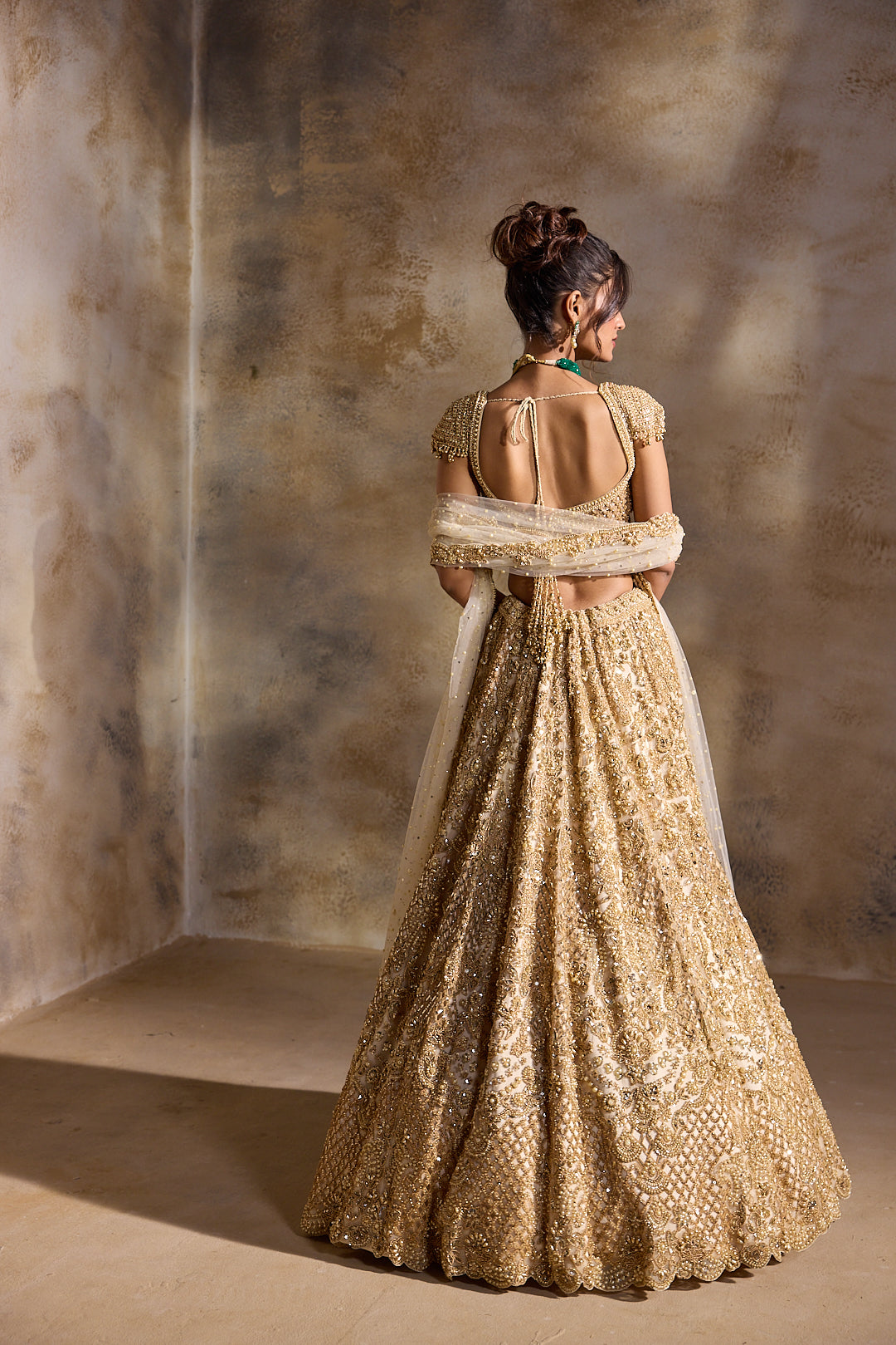 GOLD CUTWORK LEHENGA SET