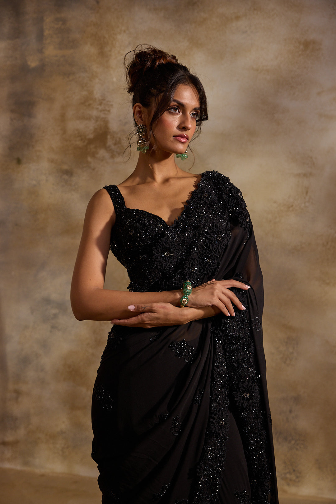 BLACK GEORGETTE SAREE