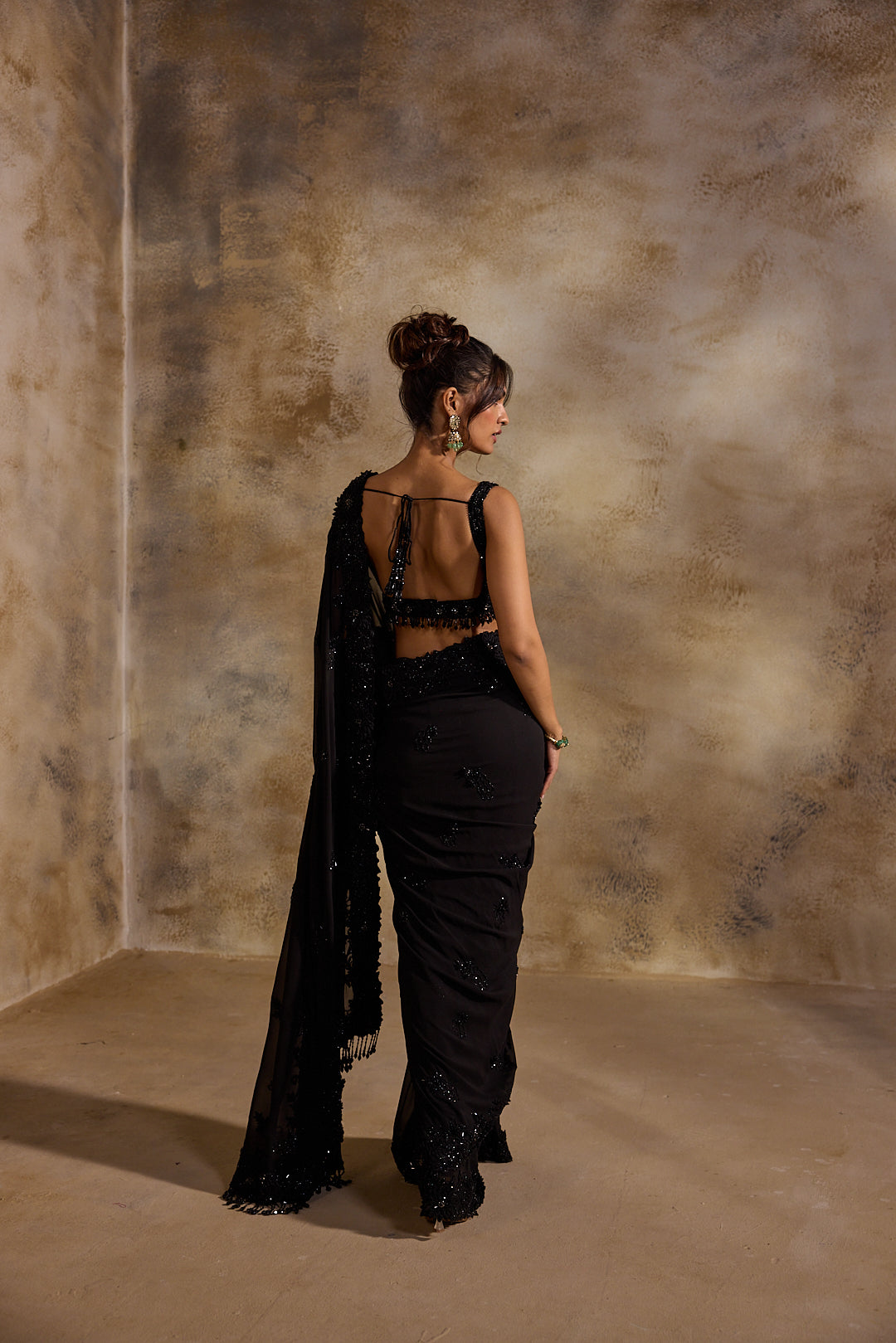 BLACK GEORGETTE SAREE