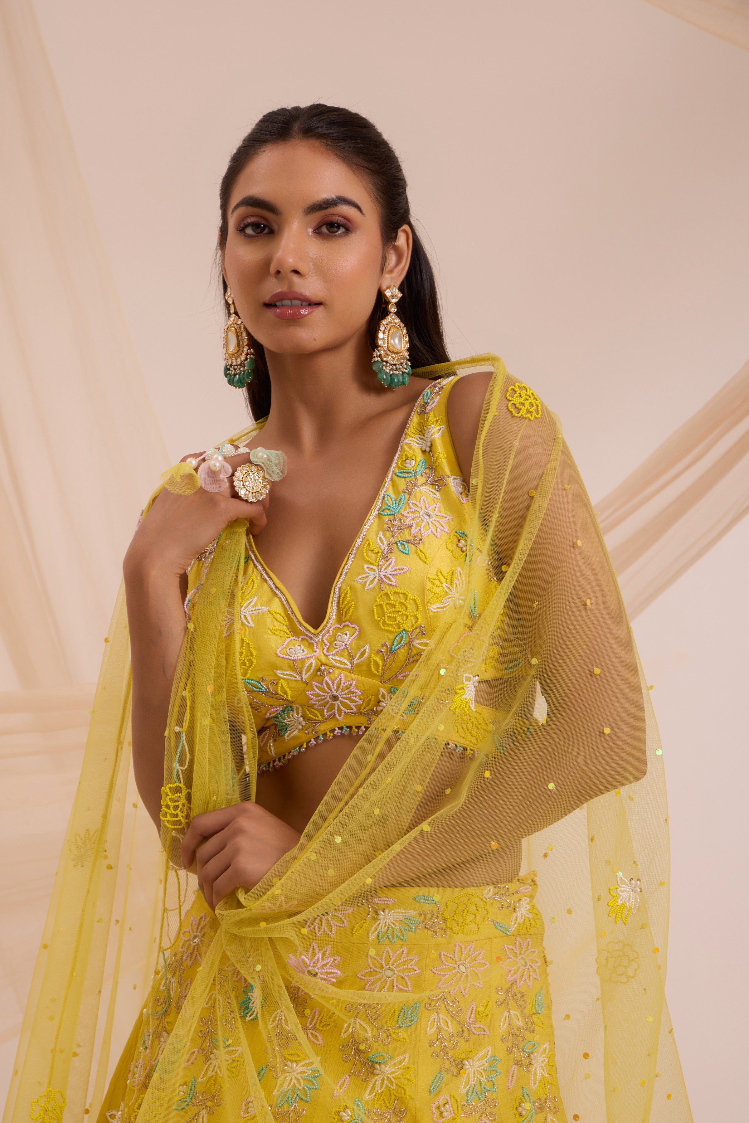 Yellow lehanga with blouse & dupatta set