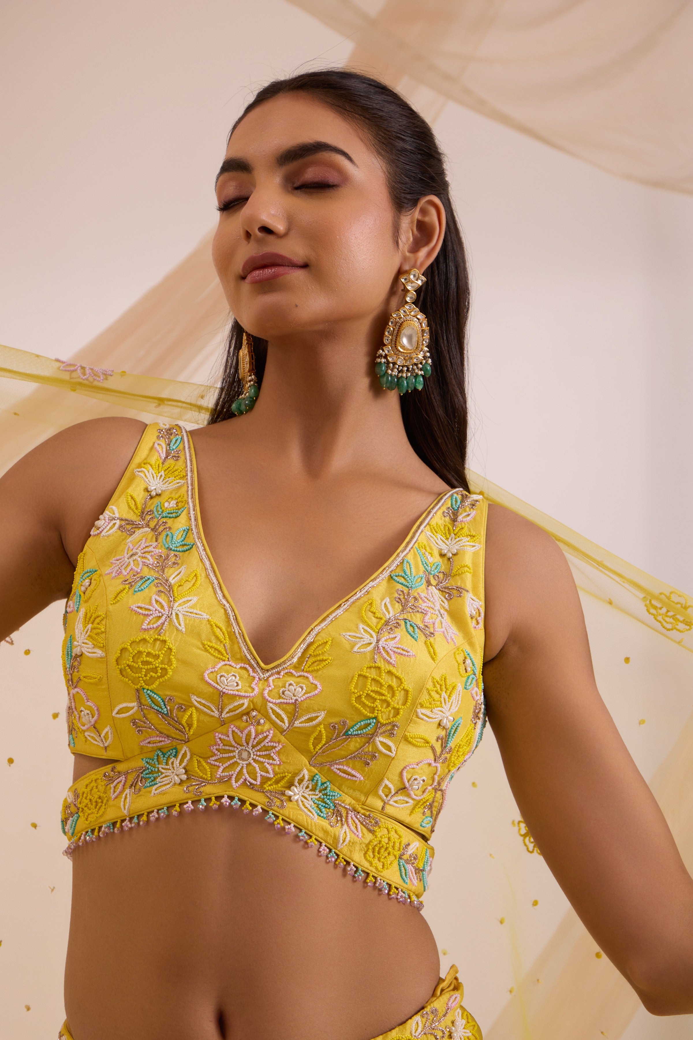 Yellow lehanga with blouse & dupatta set