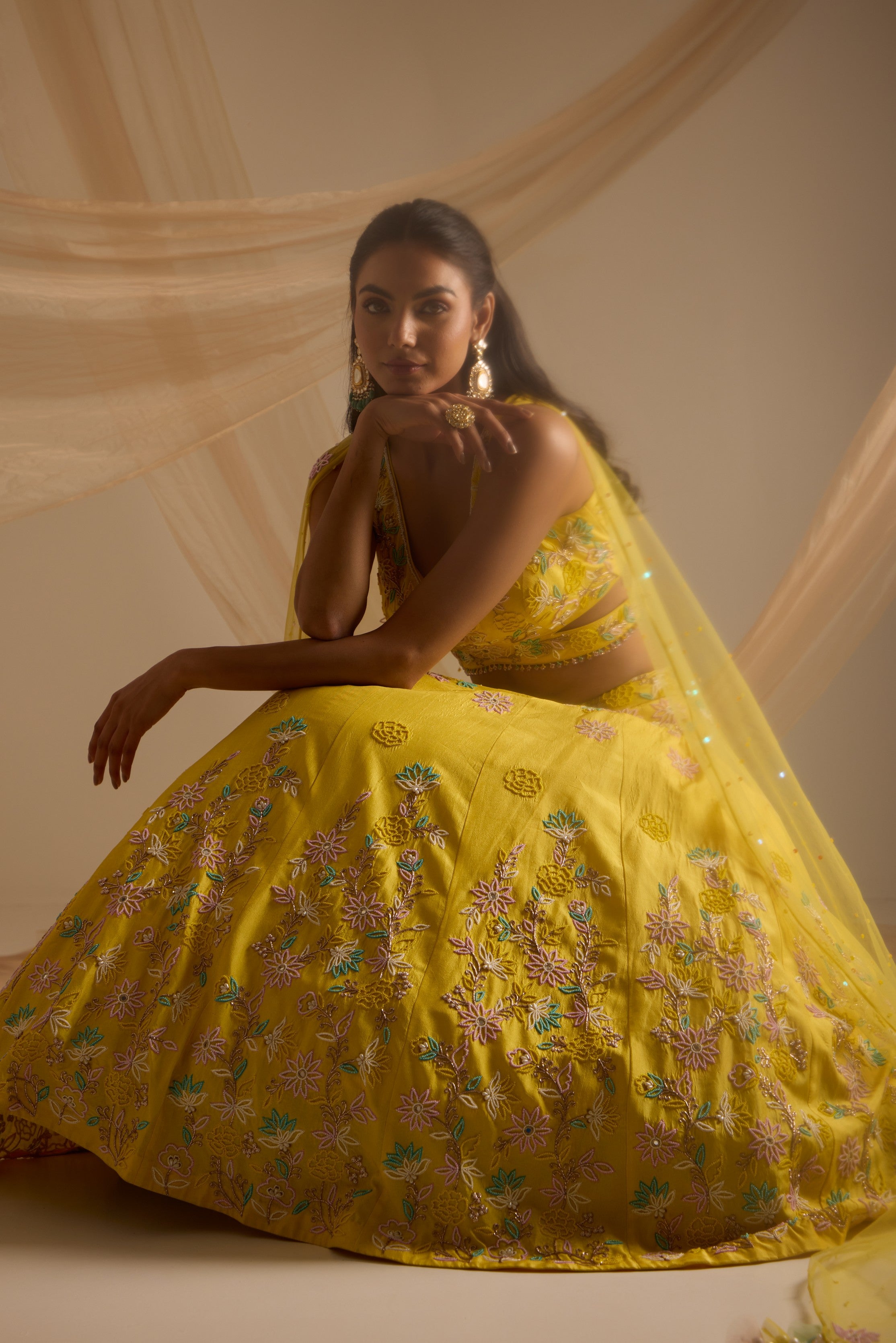 Yellow lehanga with blouse & dupatta set