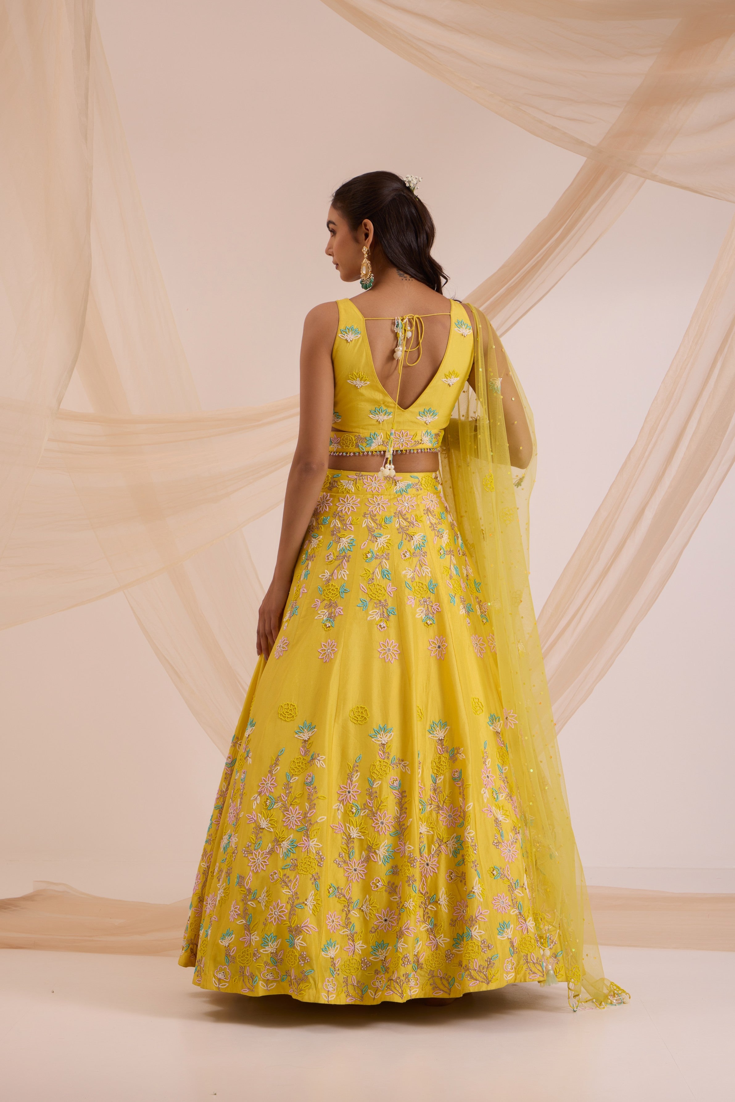 Yellow lehanga with blouse & dupatta set