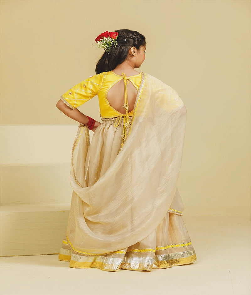 Yellow Aangi Choli with Lehenga Set