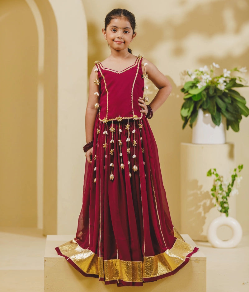Maroon Georgette Lehenga Choli Set