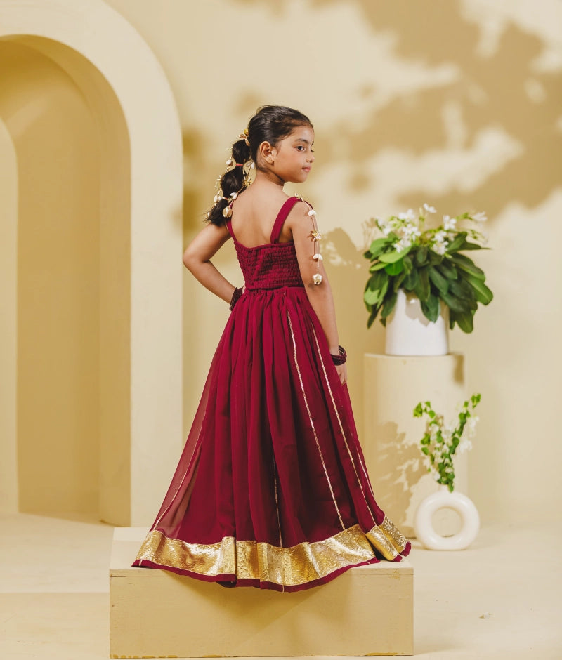Maroon Georgette Lehenga Choli Set