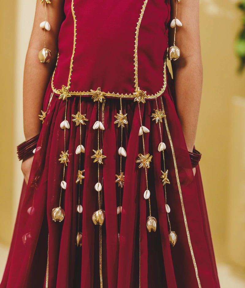 Maroon Georgette Lehenga Choli Set