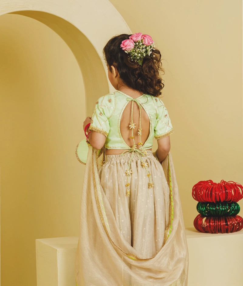 Green Aangi Choli with Lehenga Set