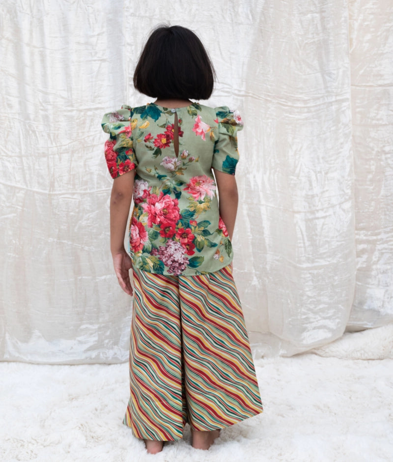 Green Printed Kurti with Plazo