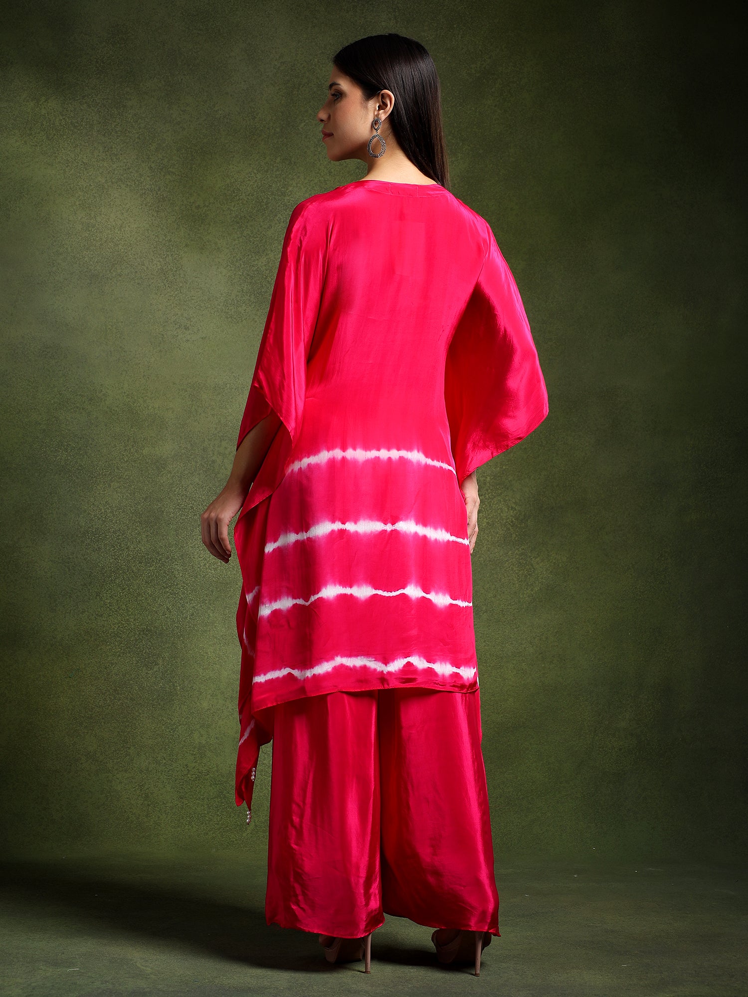 Fuschia Crepe Hand Embroidered Batik Print Cord Set