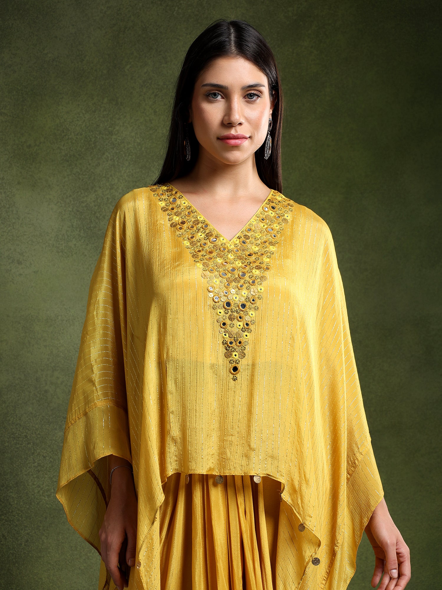 Chrome Yellow Chinon Skirt with Kimono