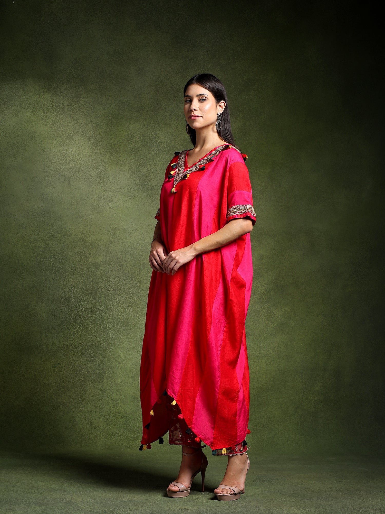 Silk Long Kaftan with Pants