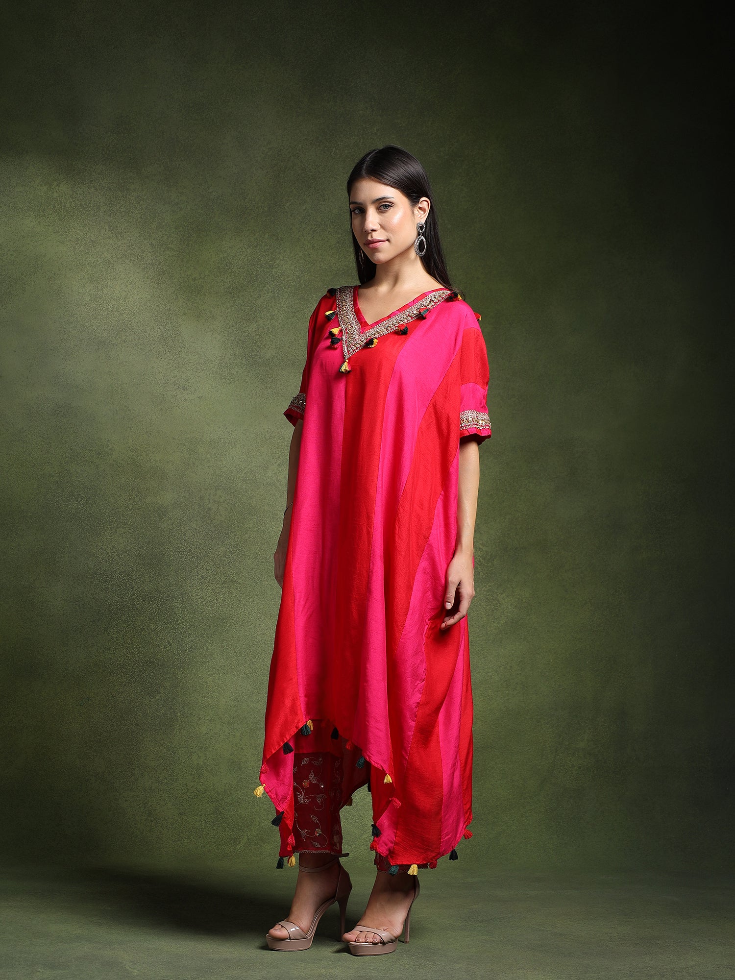 Silk Long Kaftan with Pants