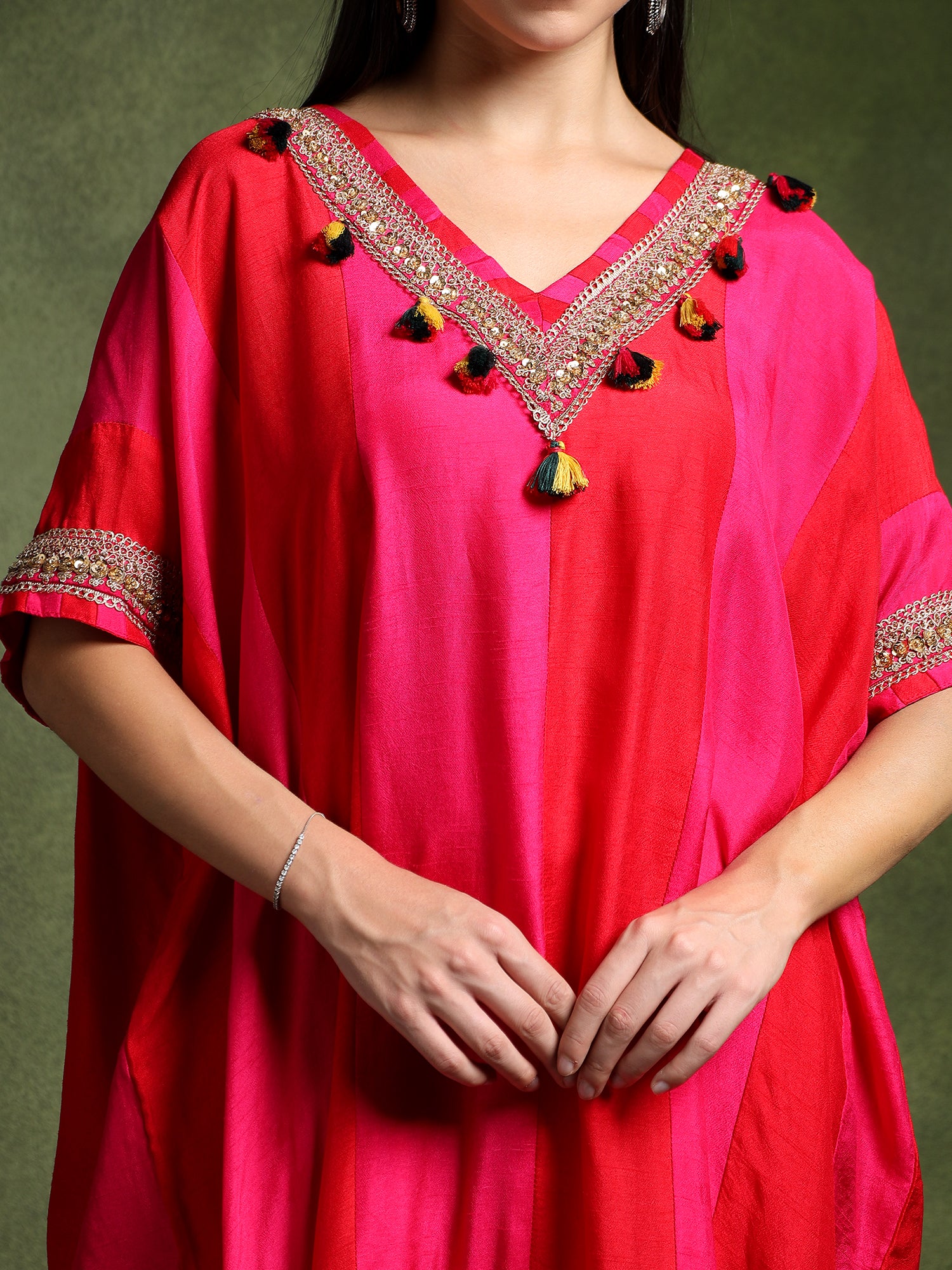 Silk Long Kaftan with Pants