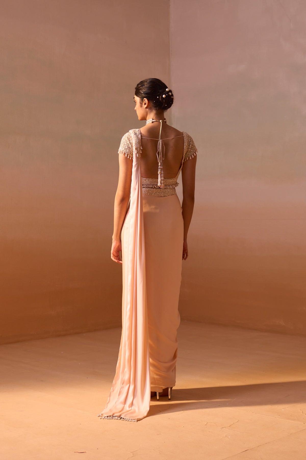 PEACH DRAPED SAREE