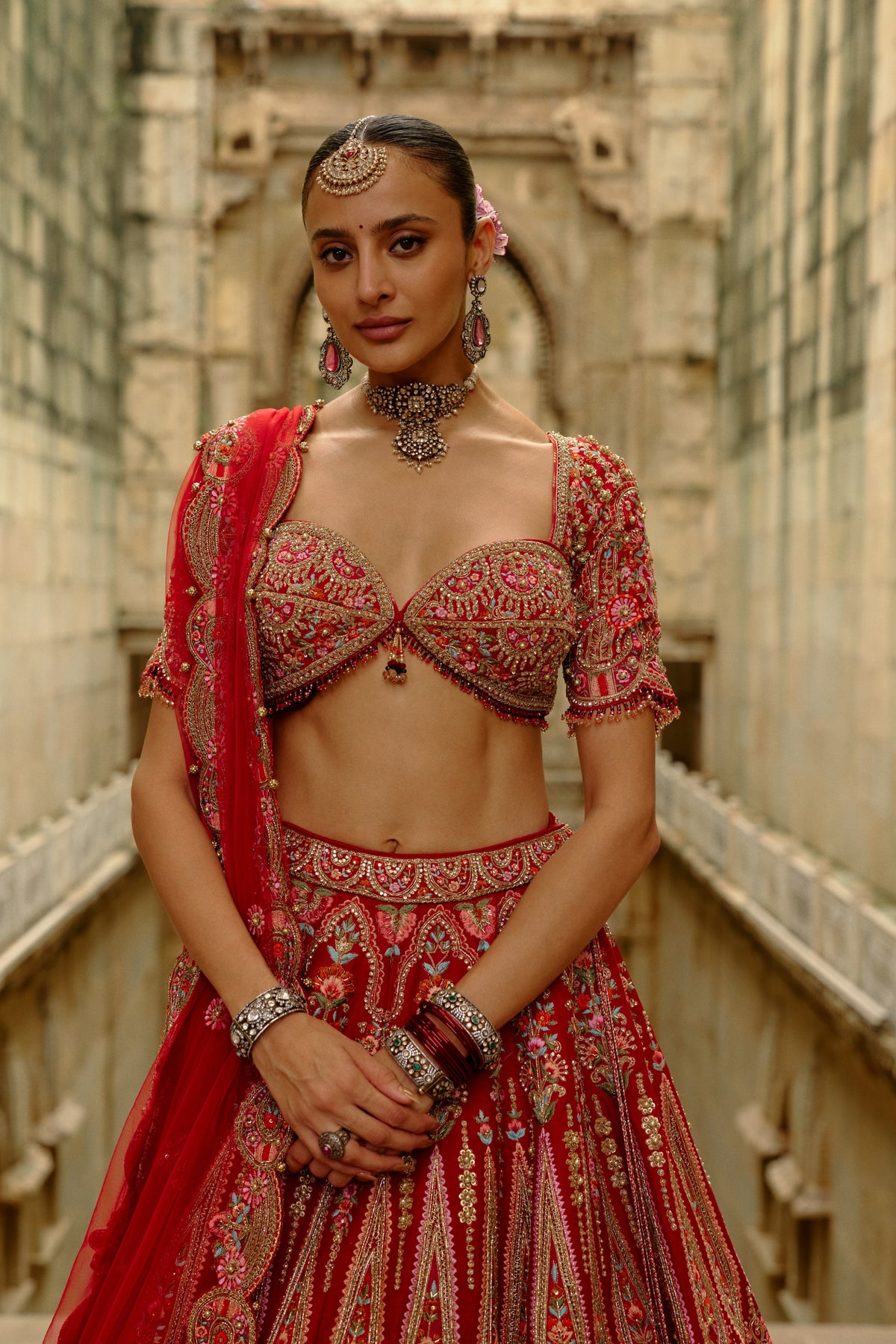 Red Resham Lehenga