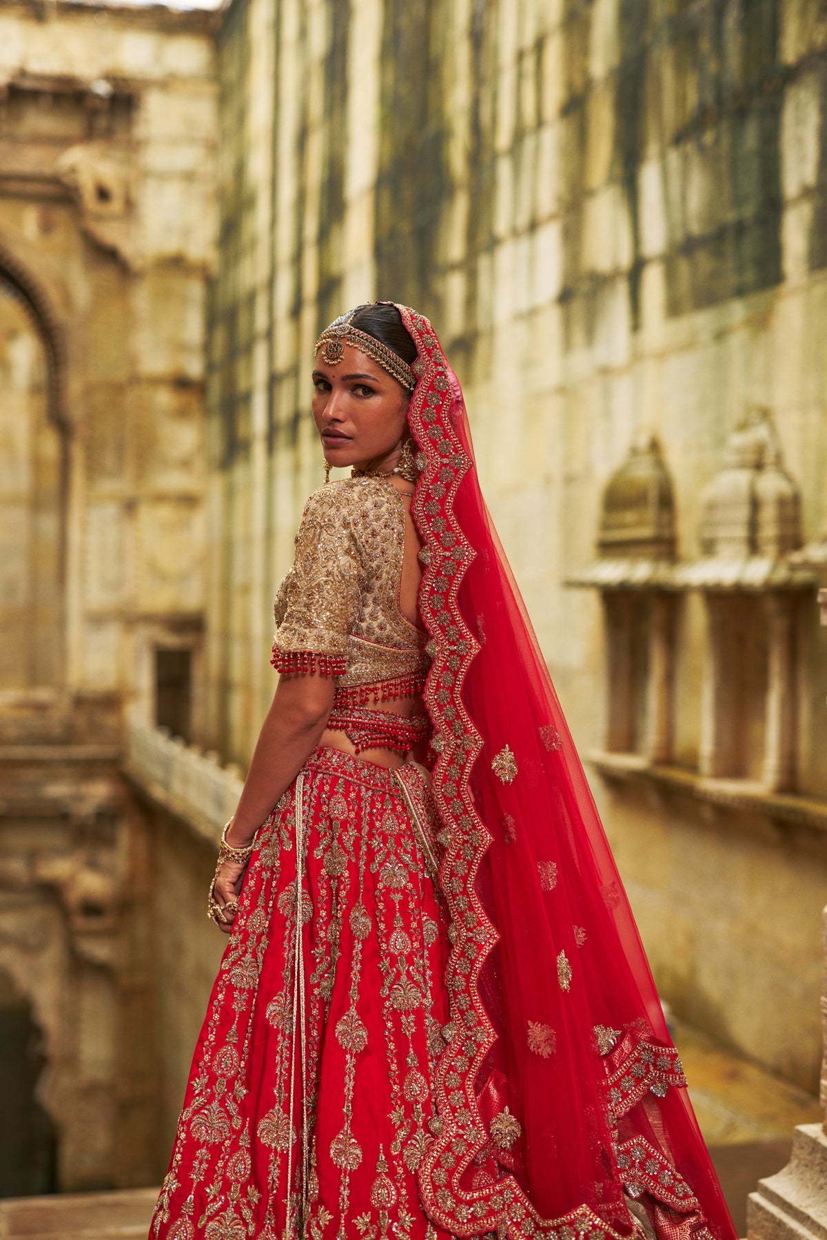 Red-Gold Saanjh Lehenga