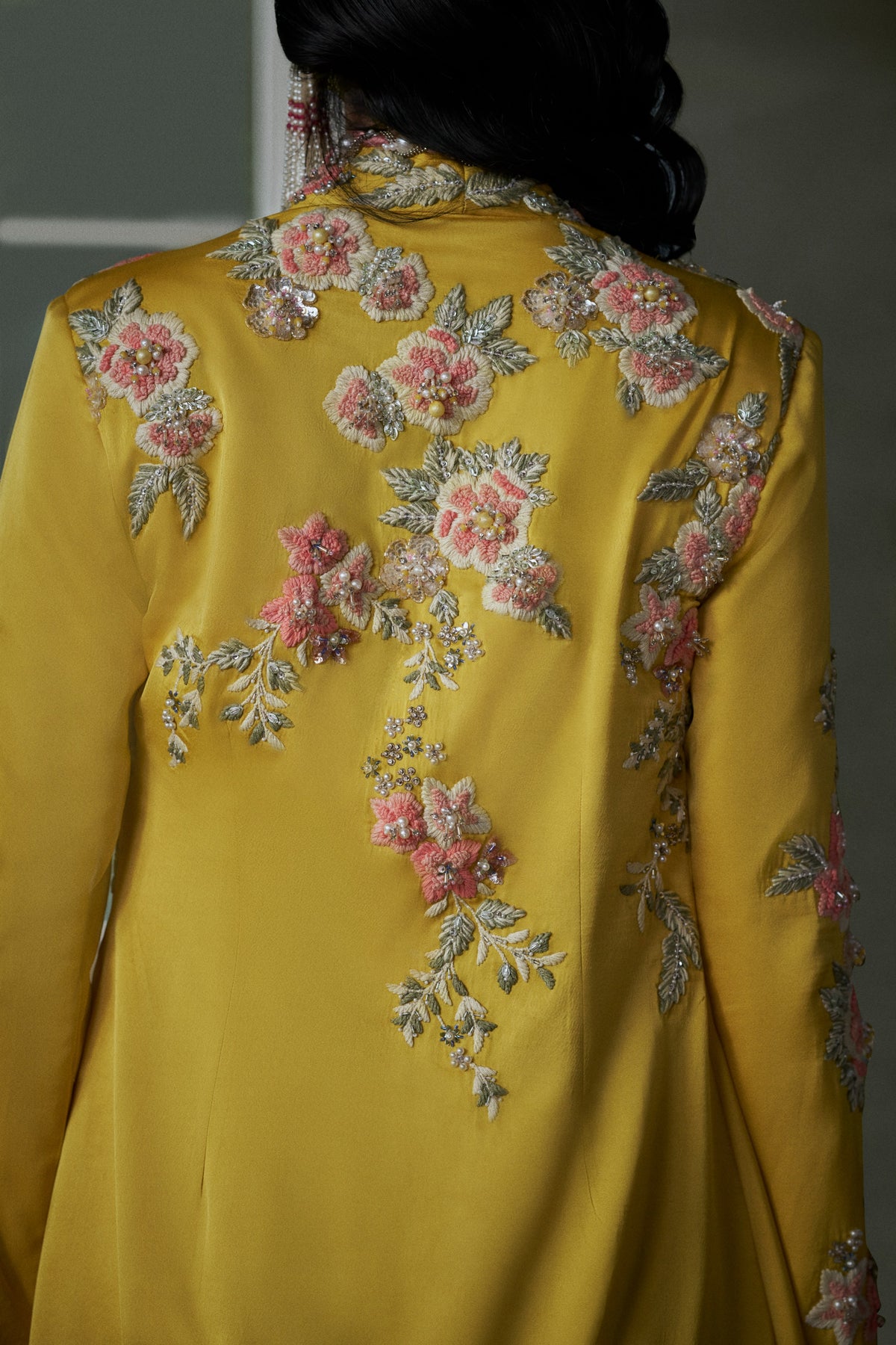 Yellow Jacket Trouser Set With Corset Top