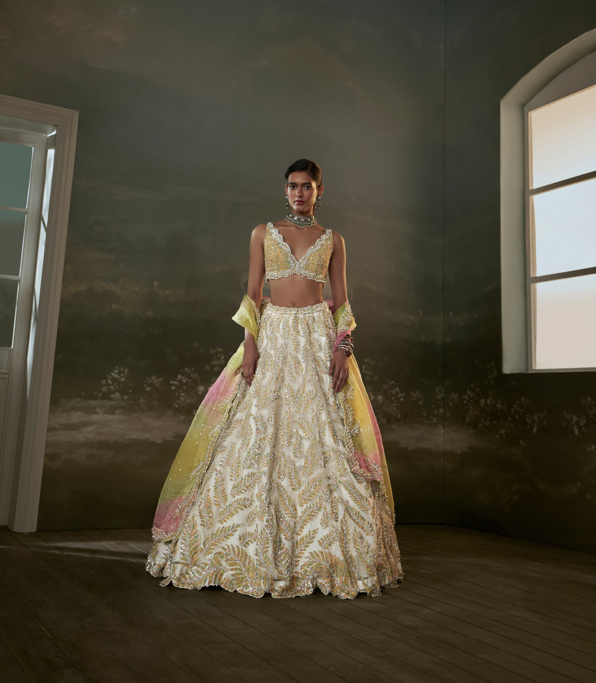 Ivory Organza Lehenga Choli Set