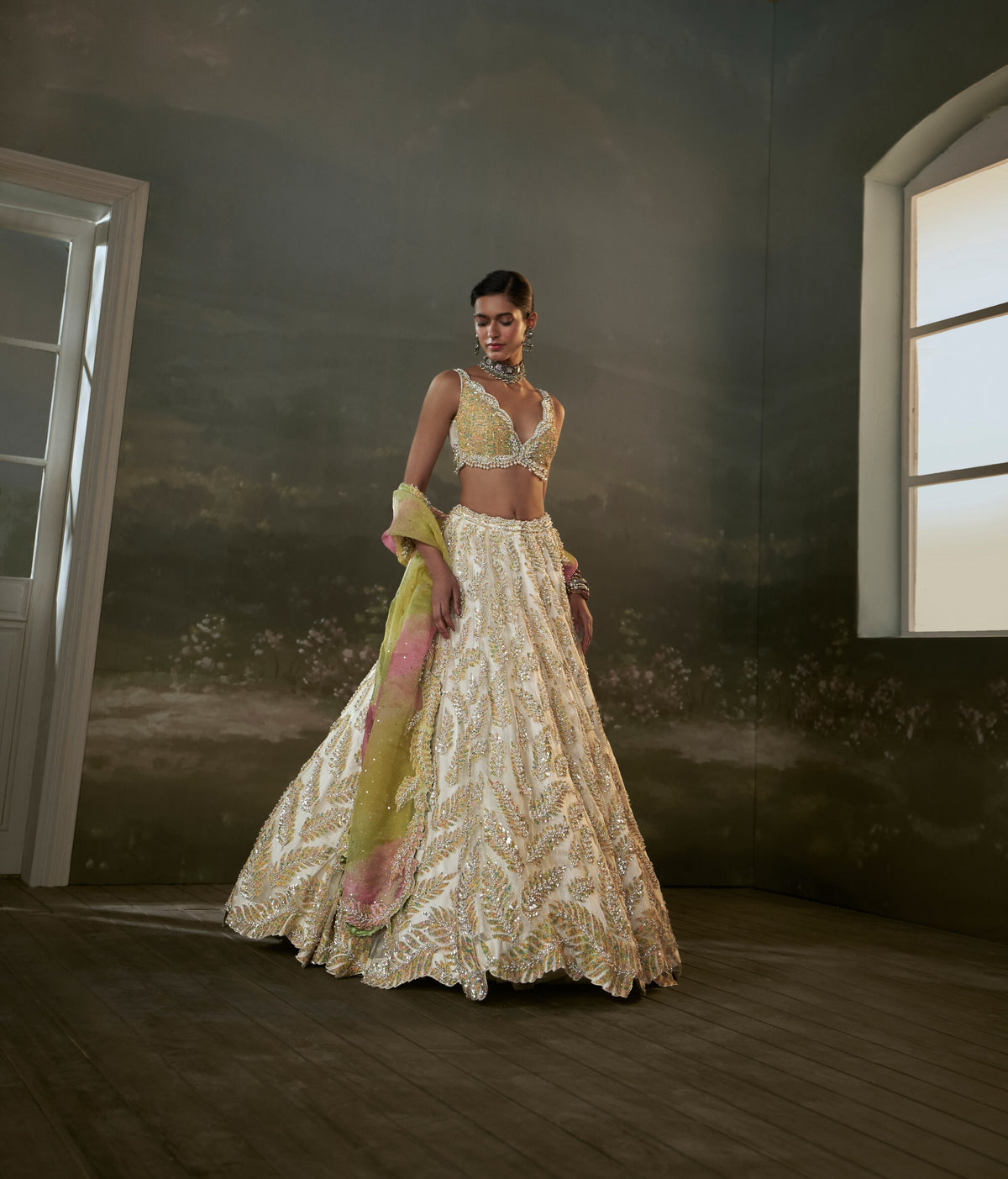 Ivory Organza Lehenga Choli Set