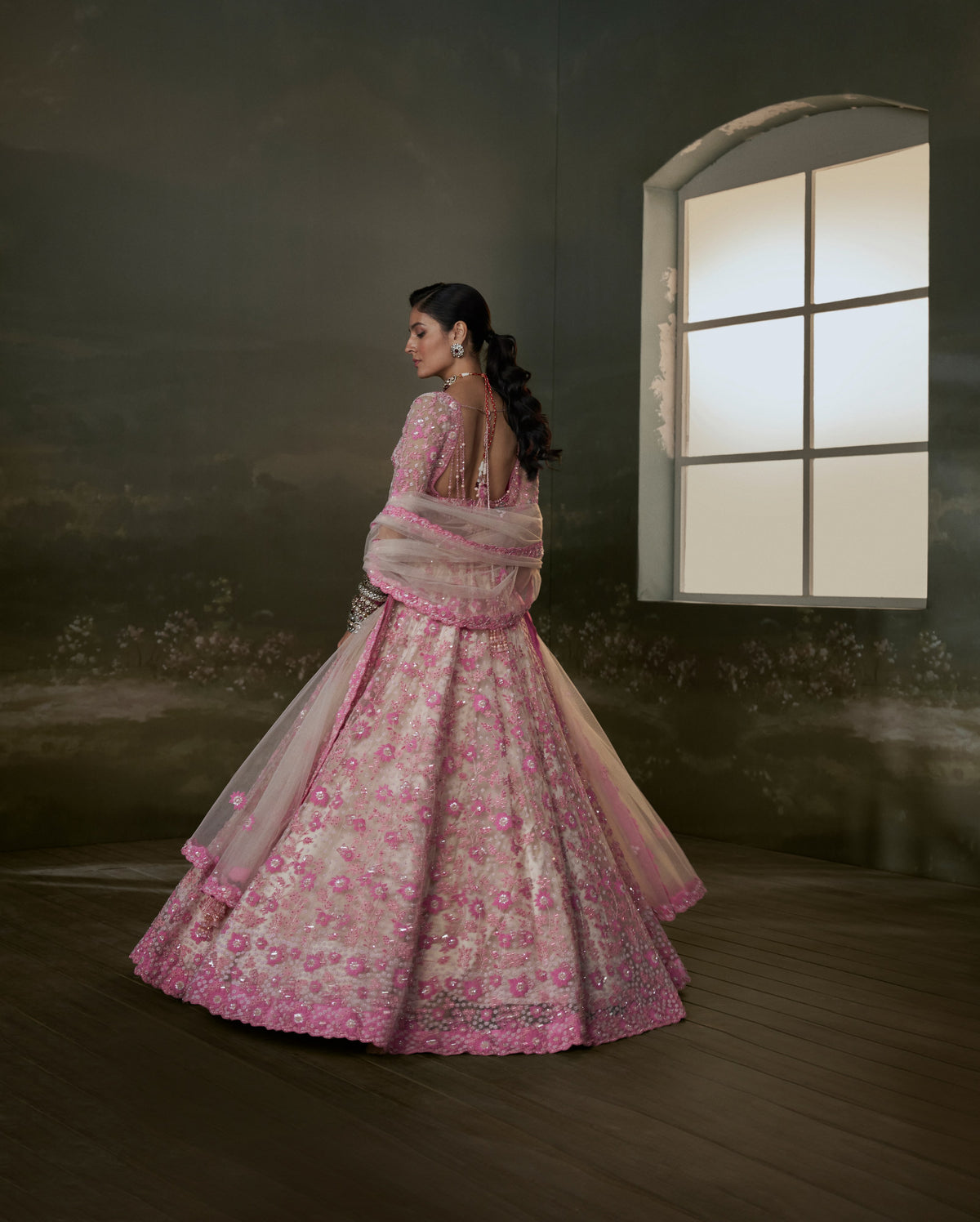 Blush Pink Net Lehenga Choli Set