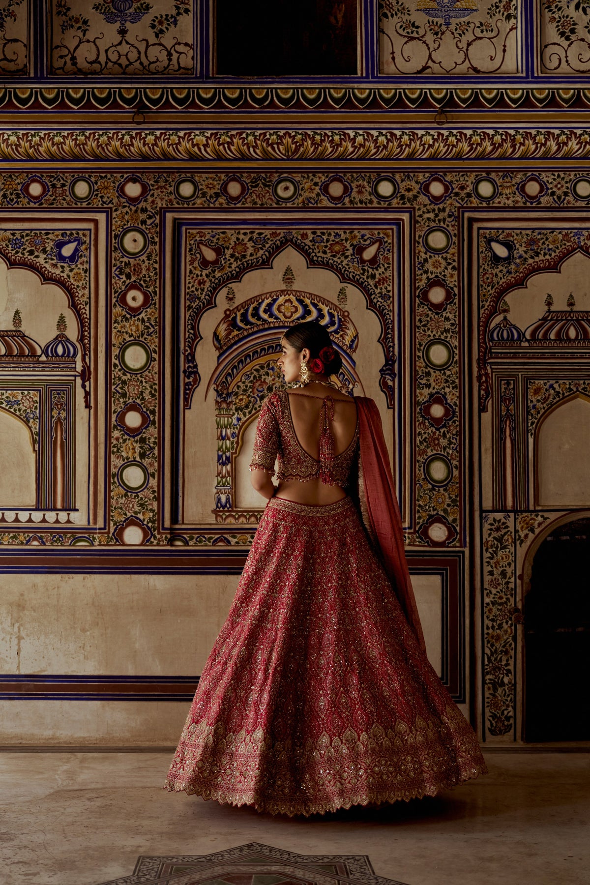 Red Mahira Lehenga