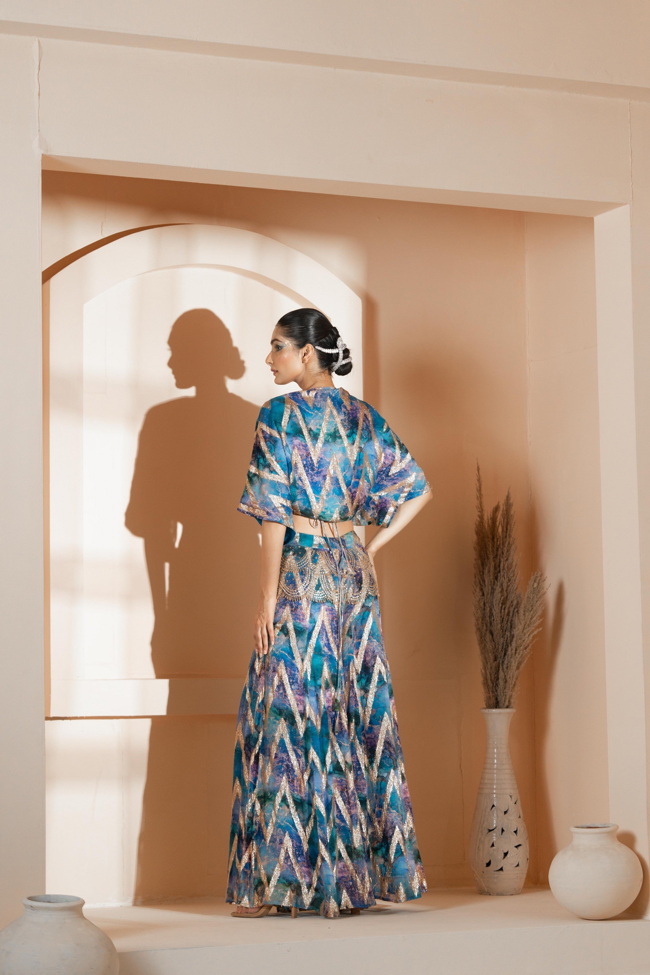 Wrap Style Blouse with Sharara Pants