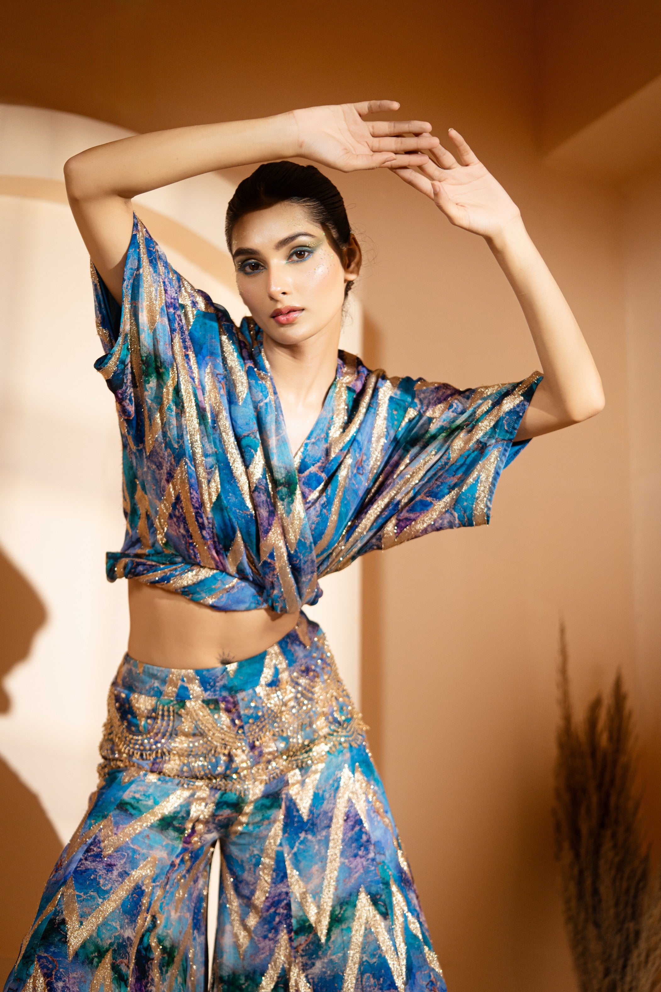 Wrap Style Blouse with Sharara Pants