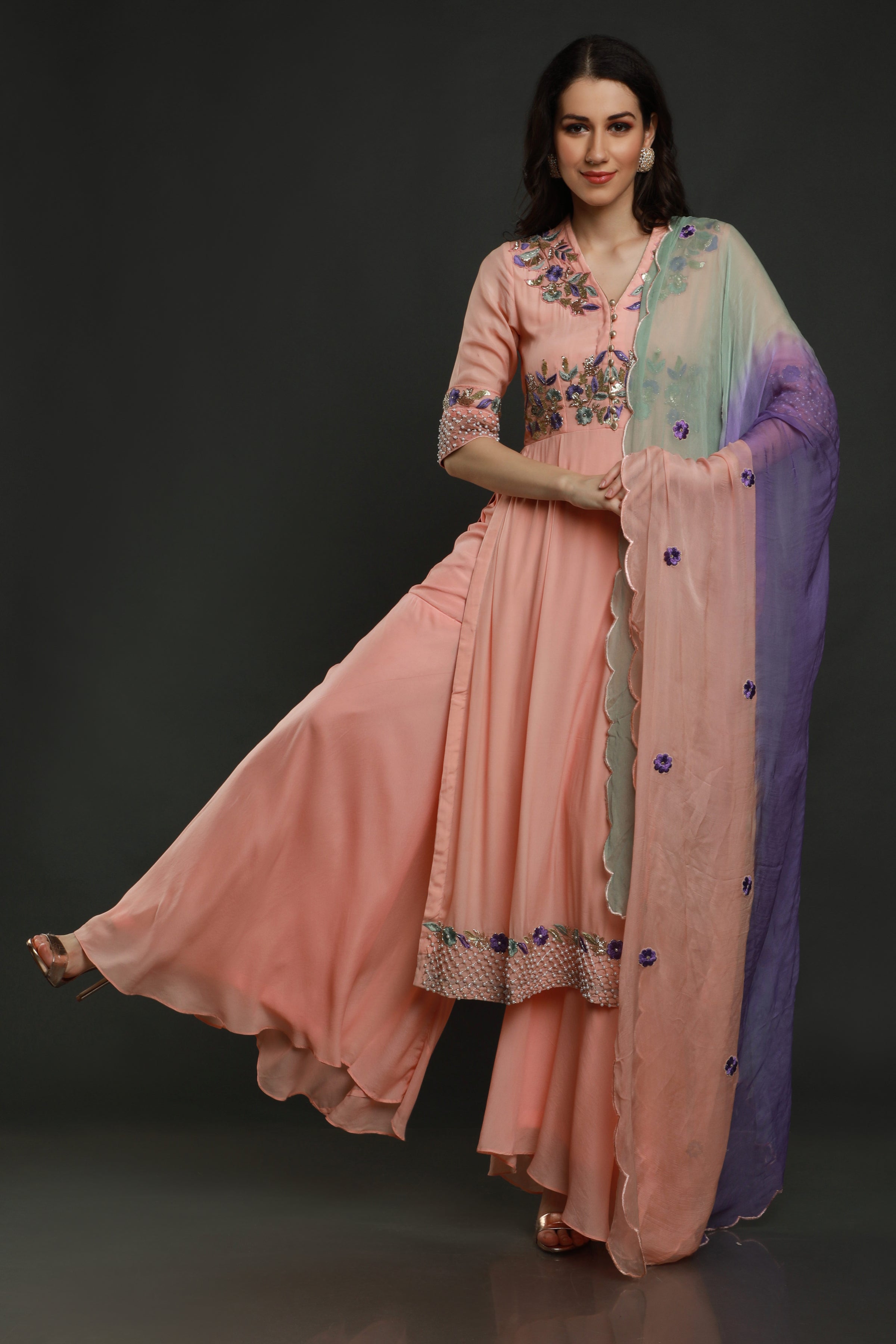 Kurta with garara and shaded dupatta