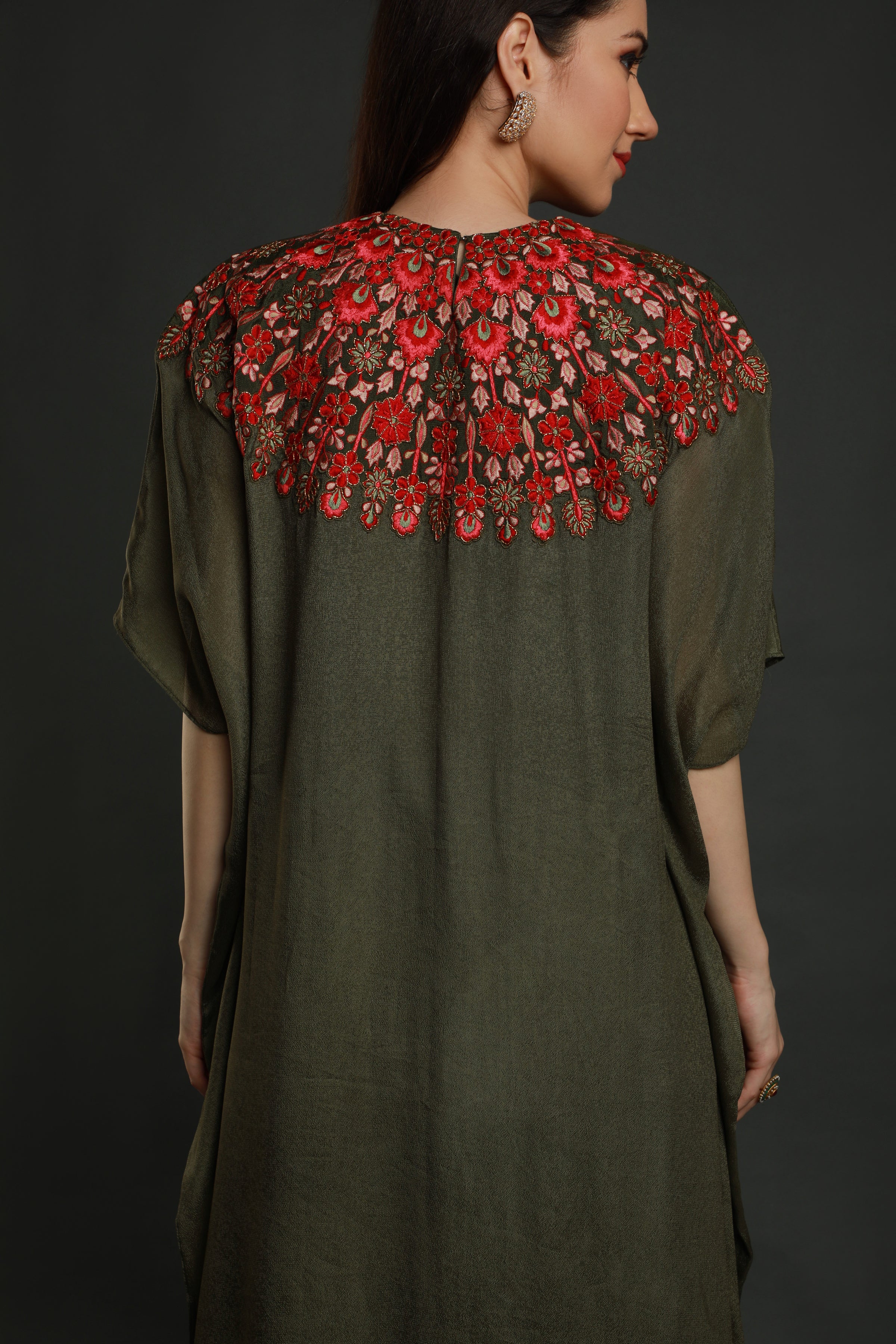 Dark Olive Kaftan with  pants