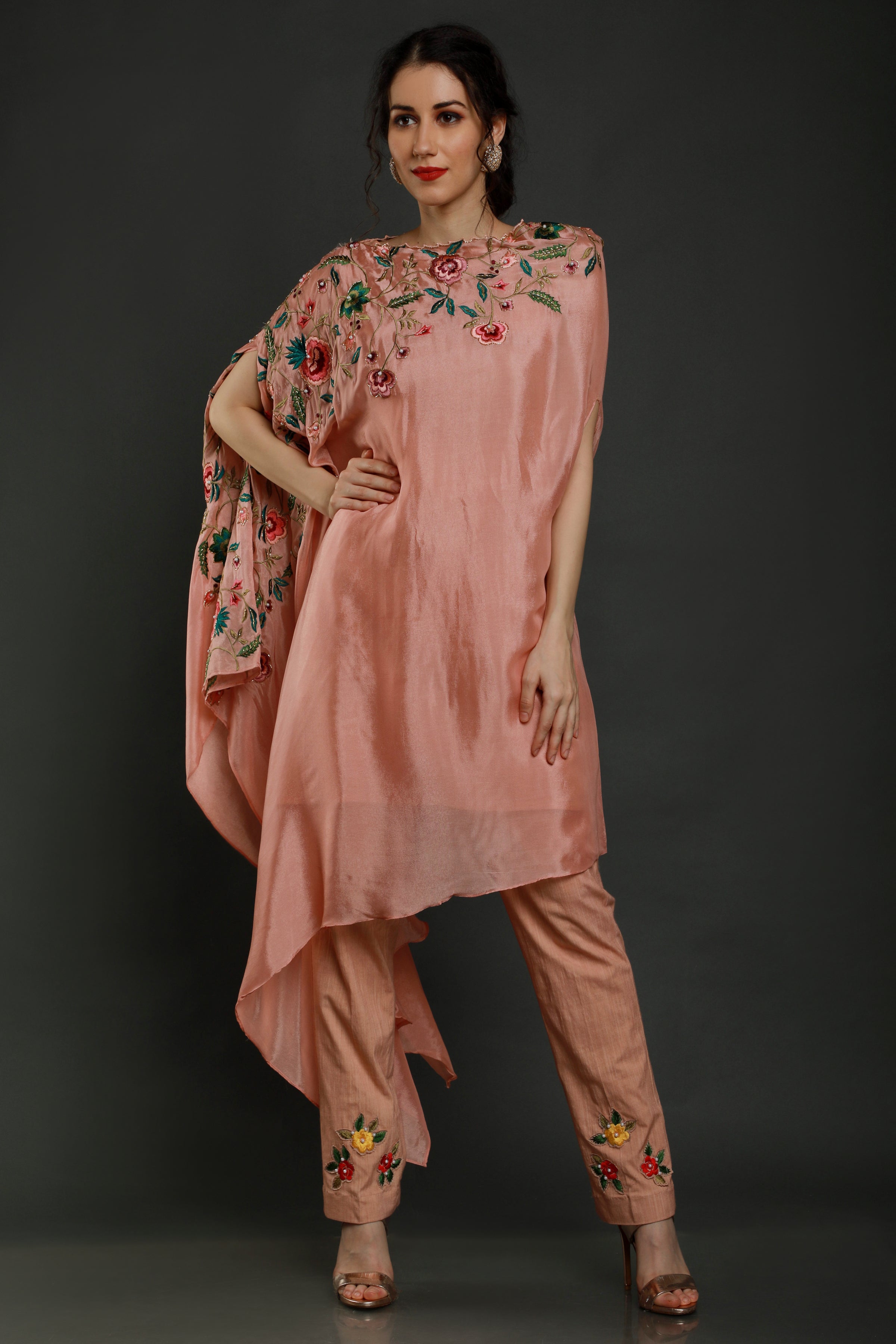 Ariana One Side drape kaftan with  pants
