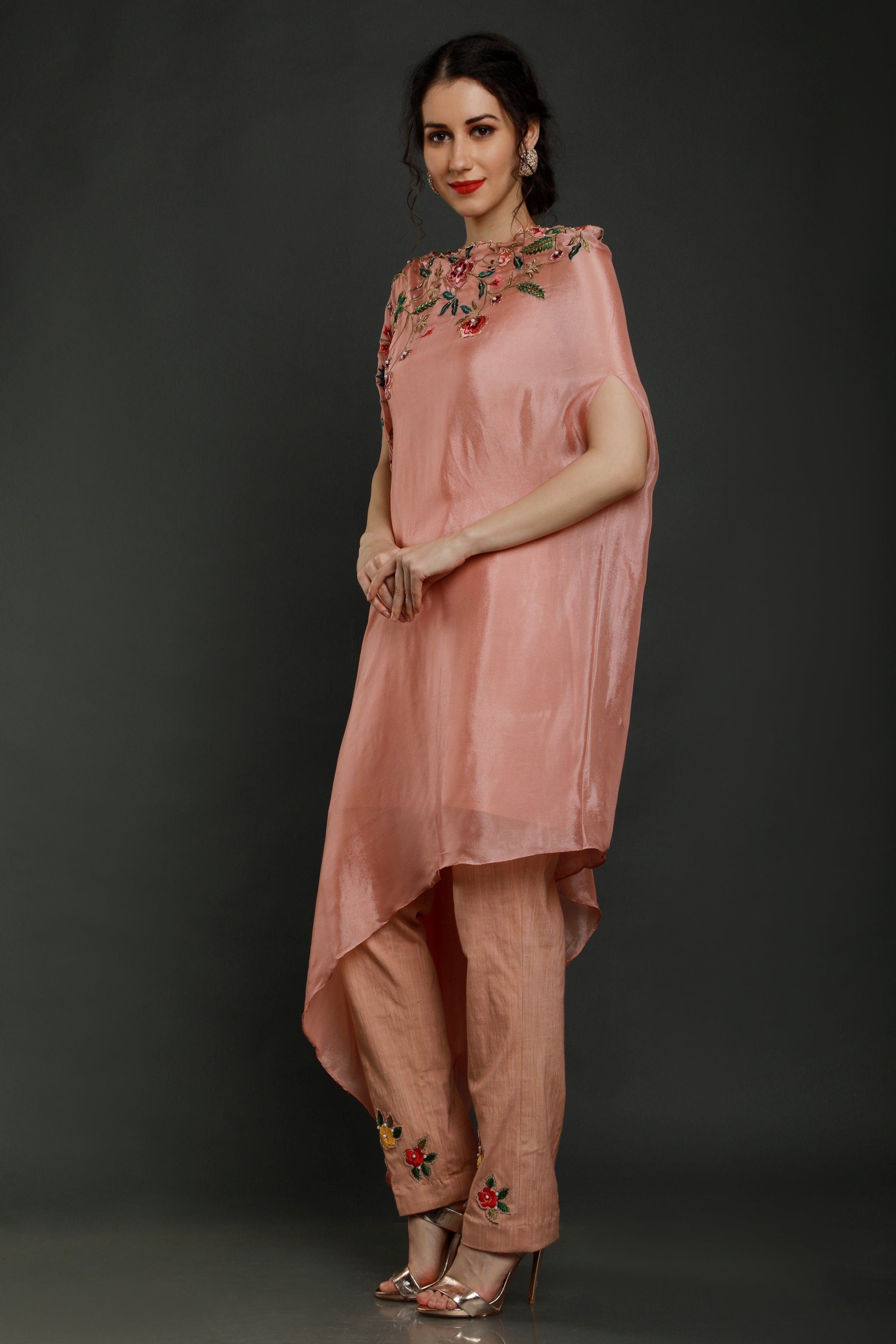 Ariana One Side drape kaftan with  pants