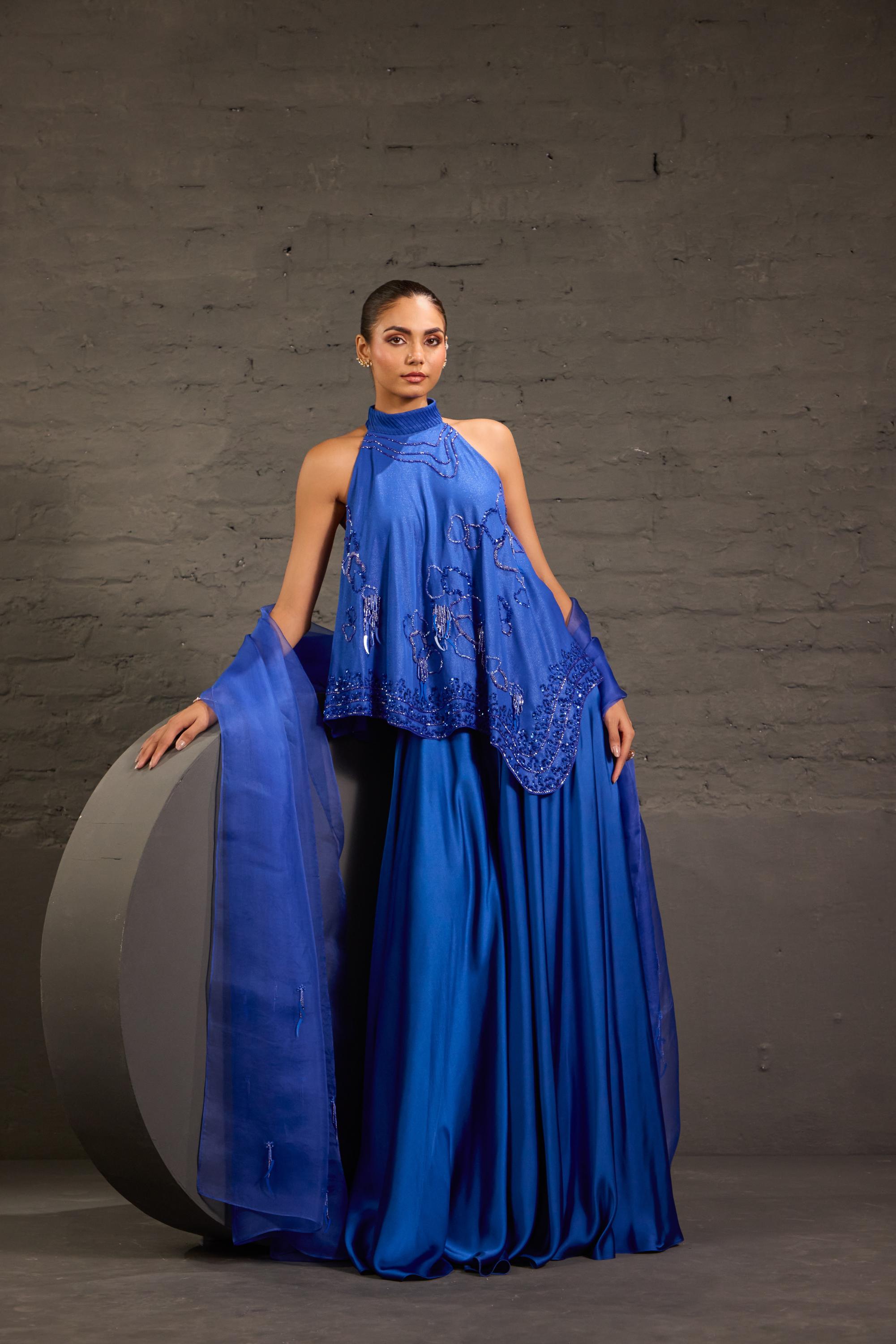 Asymmetric Flowy Tunic And Bias Cut Flared Sharara