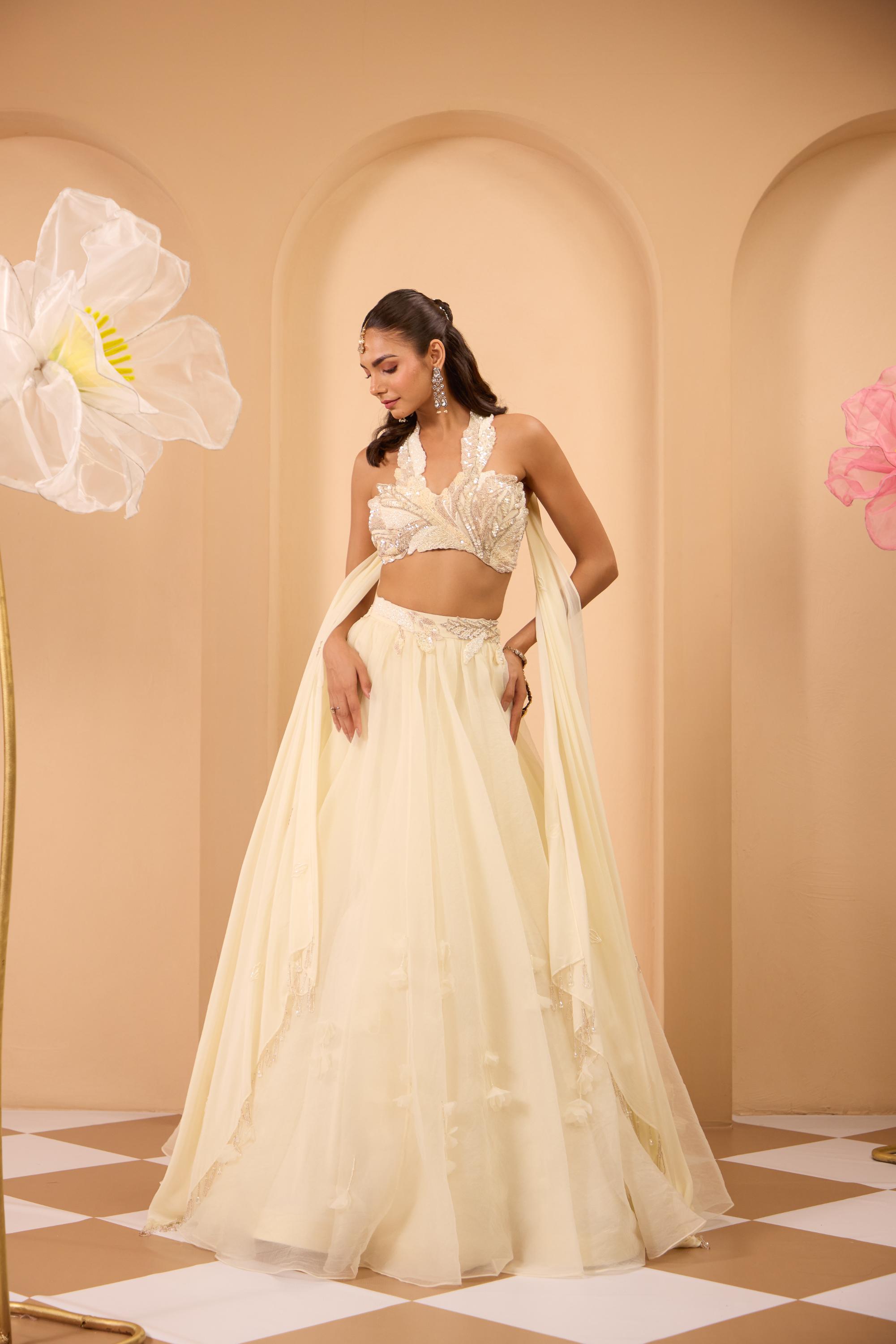 Hand Embroidred with Lehenga & Dupatta