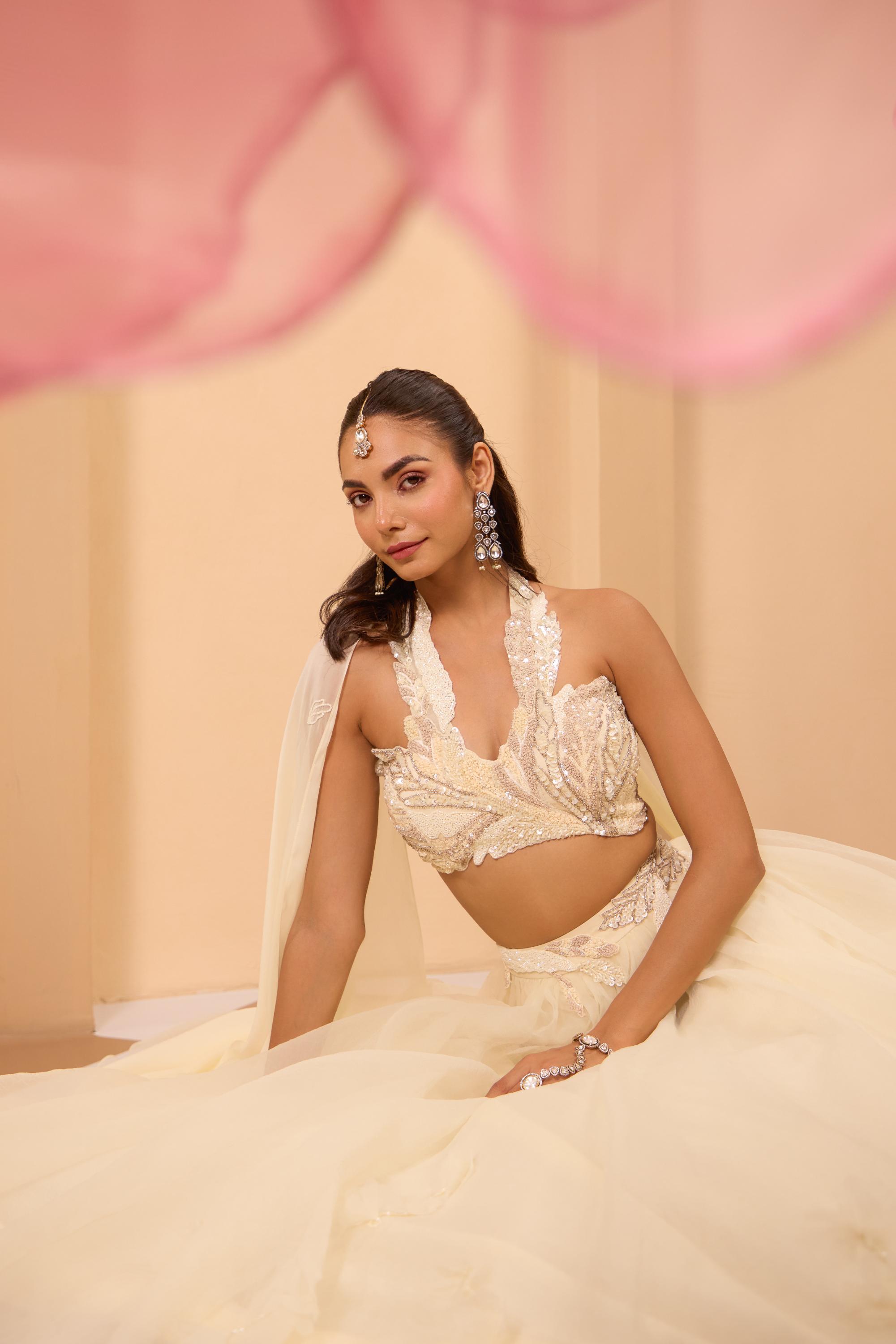 Hand Embroidred with Lehenga & Dupatta