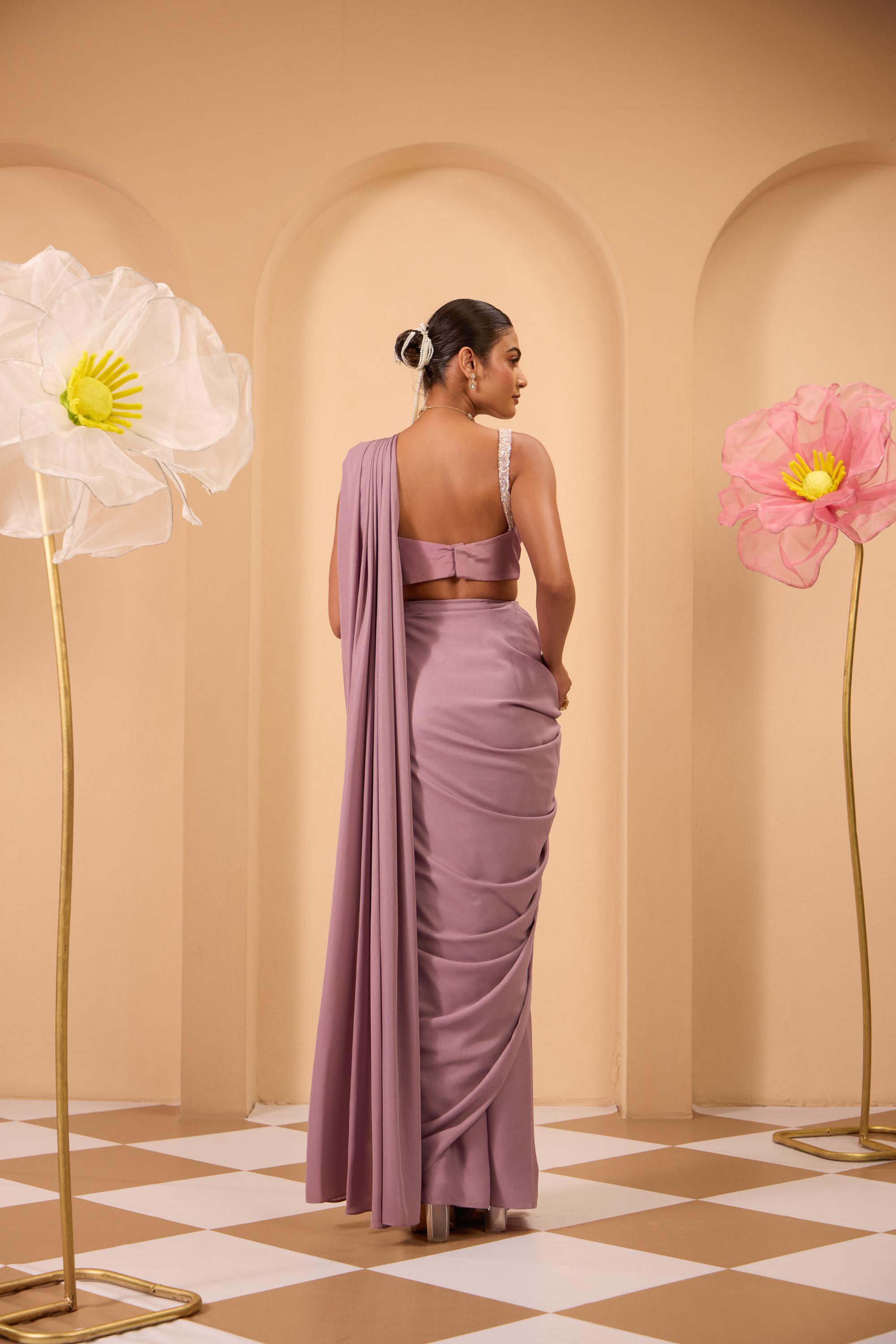 Purple Hand Embroidered with Sequince & Bead Work Blouse