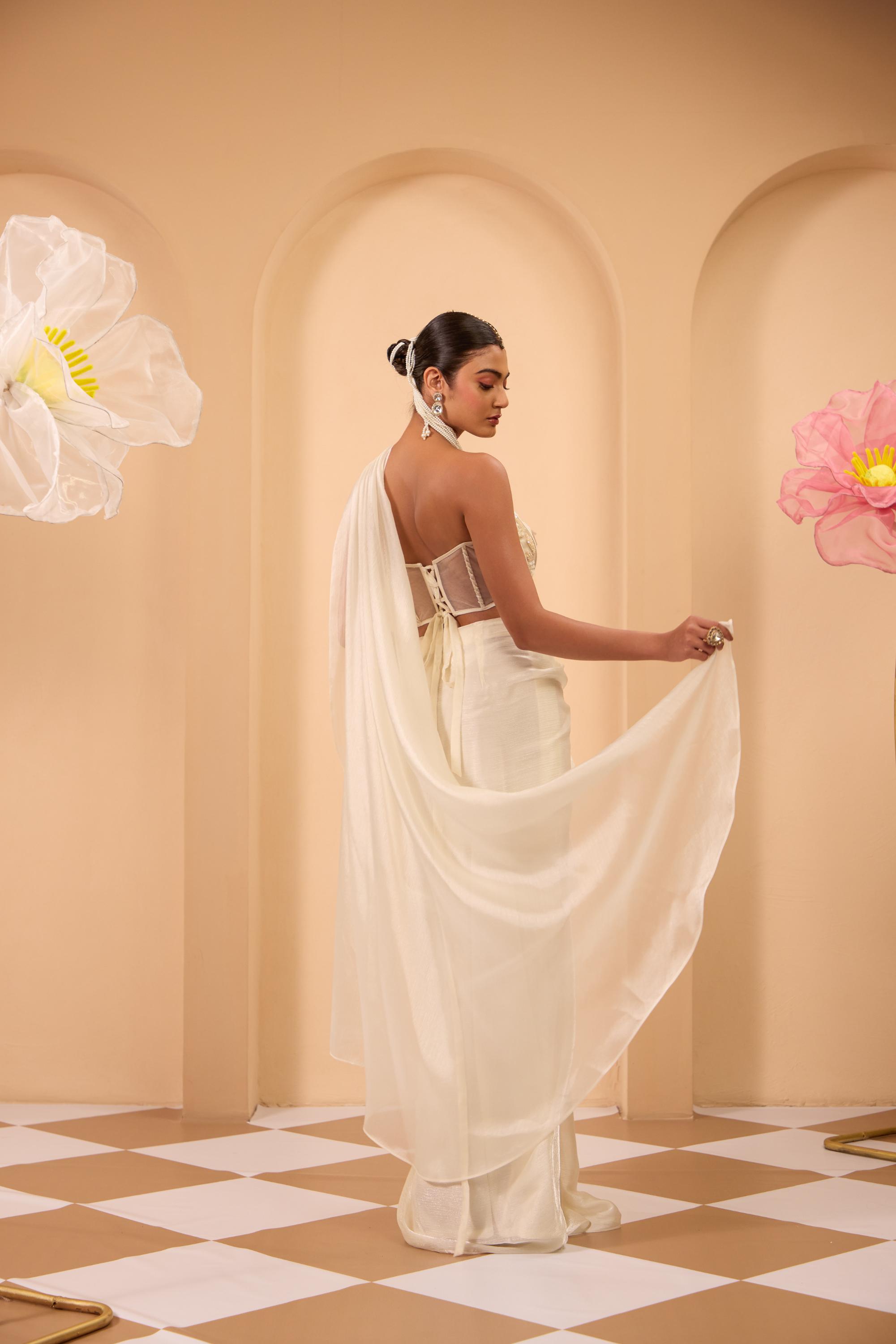 Hand Adored Corset with Drape Saree