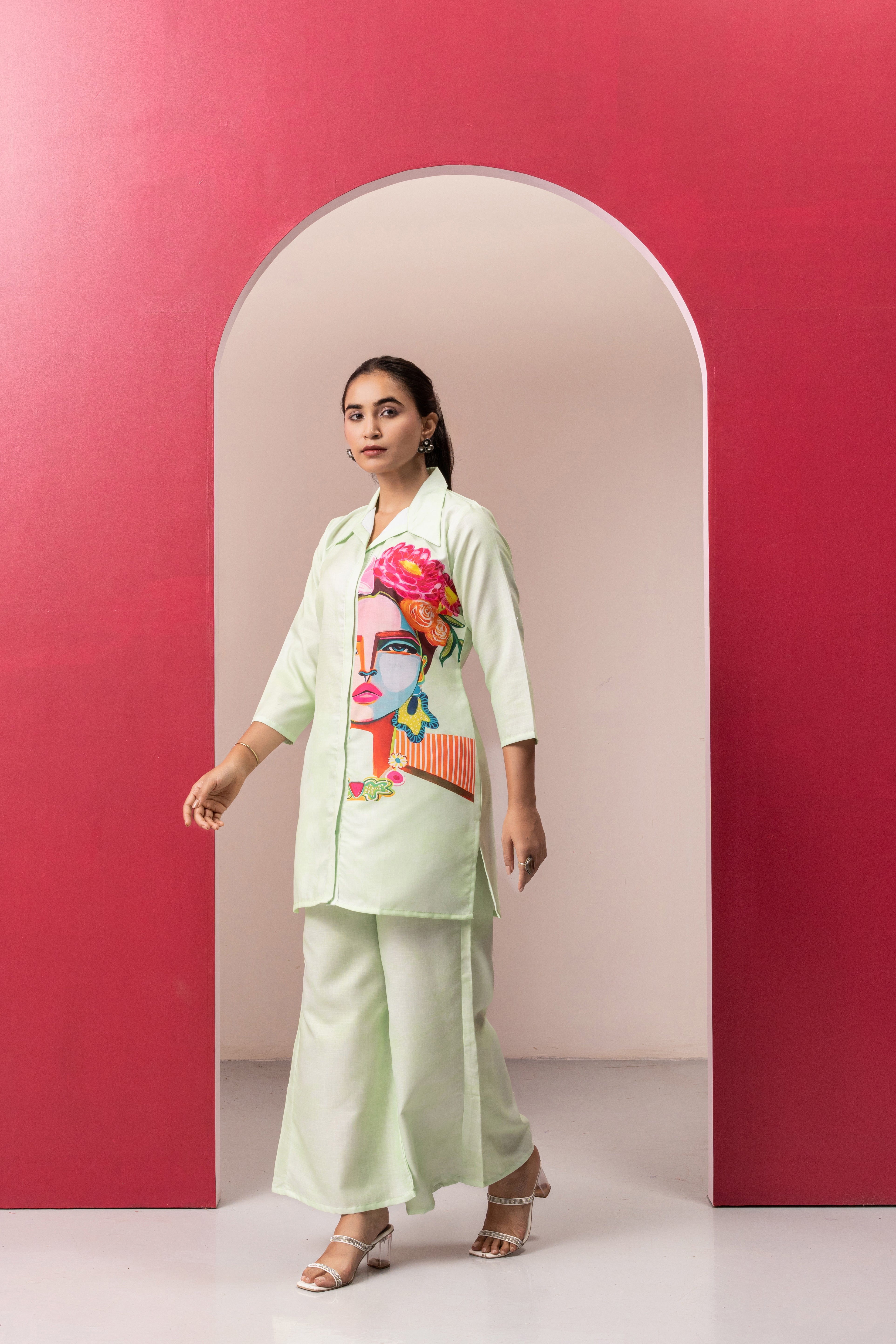 PASTEL Abstract Printed Top With Palazzo