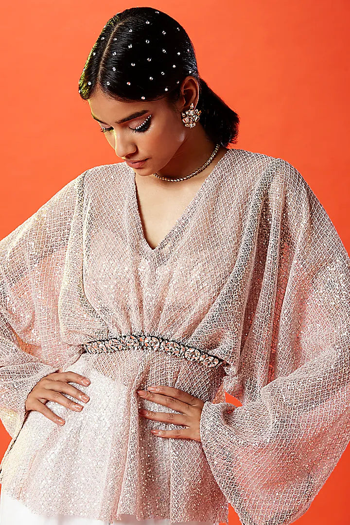 Blush Pink Lace Handmade Kaftan Top