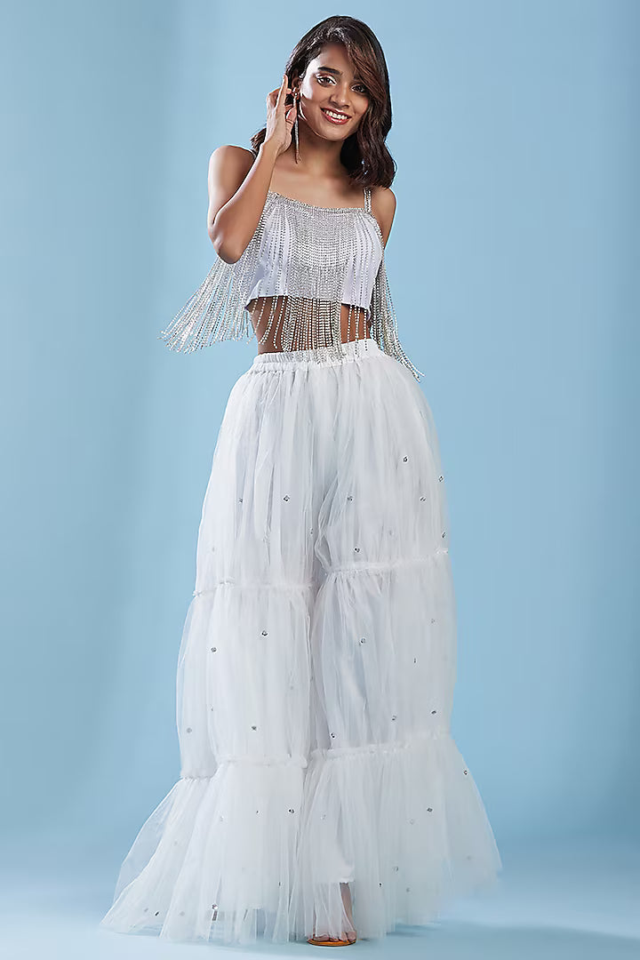 Crystal Tulle Tiered Sharara Set
