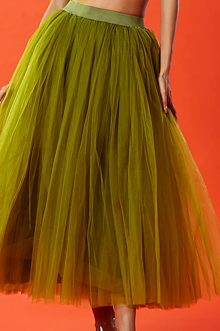 Olive Tulle Skirt Set
