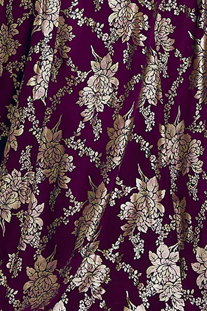 Charcoal Grey Satin Embroidered Saree Set