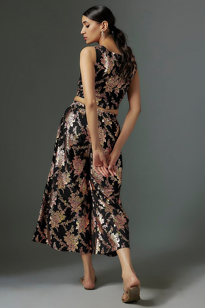 Black Recycled Polyester Foil Printed Pant Set