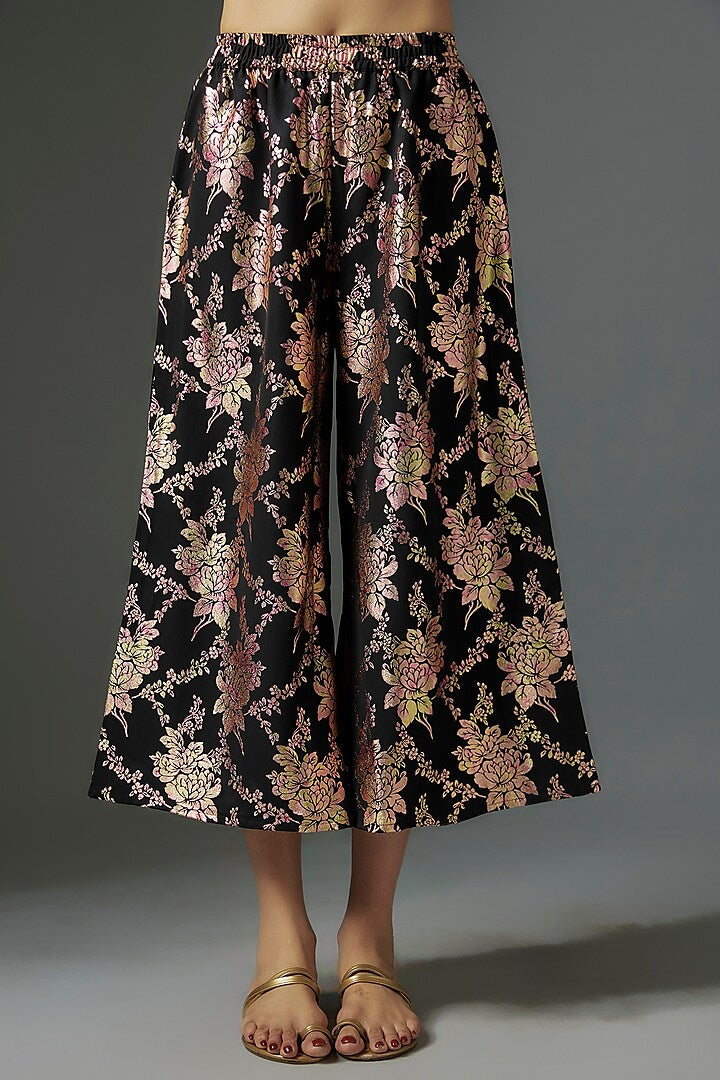 Black Recycled Polyester Foil Printed Pant Set