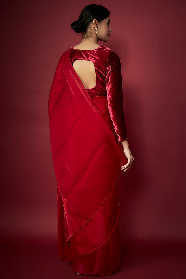 Pink Zari Chiffon Saree Set